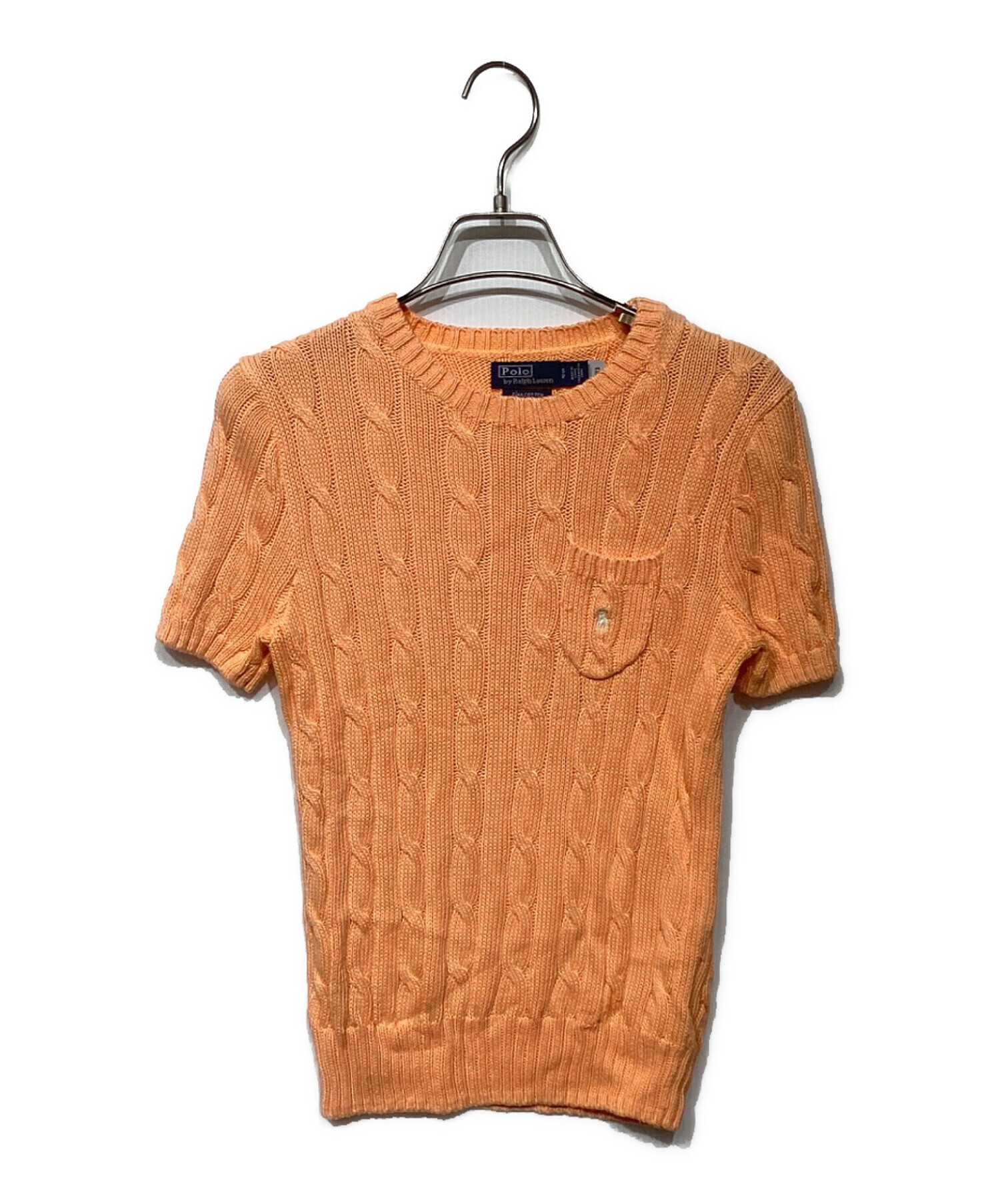 美品 POLO RALPH LAUREN ポケット付き ケーブルニット オレンジ 中古・古着通販】POLO RALPH LAUREN (ポロ・ラルフローレン) ポケット