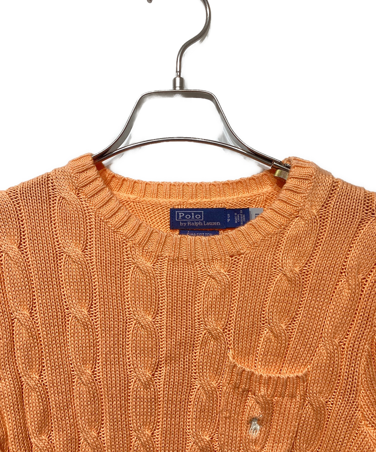 美品 POLO RALPH LAUREN ポケット付き ケーブルニット オレンジ 中古・古着通販】POLO RALPH LAUREN (ポロ・ラルフローレン) ポケット