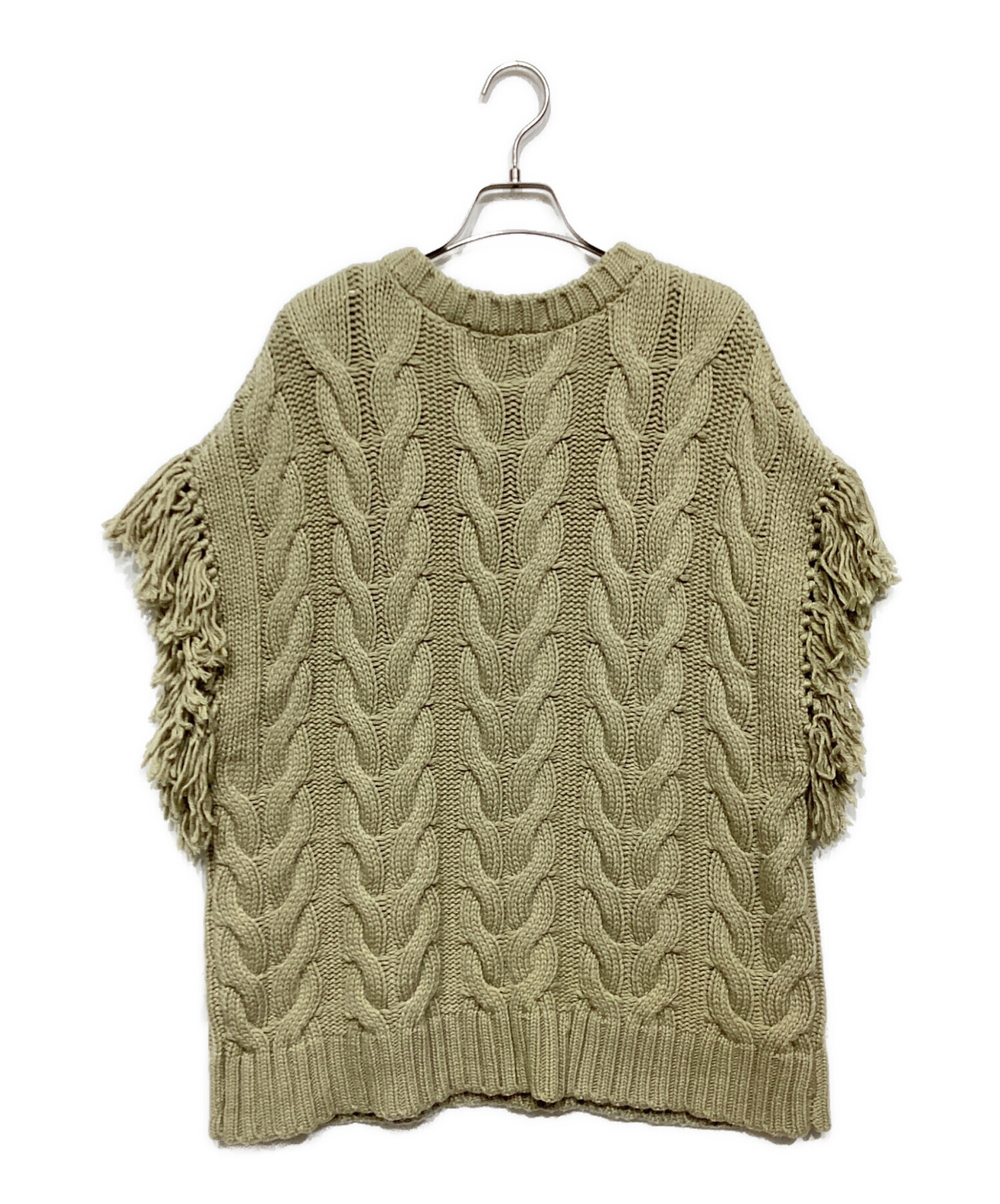 中古・古着通販】anuke (アンヌーク) Fringe Knit Vest ベージュ