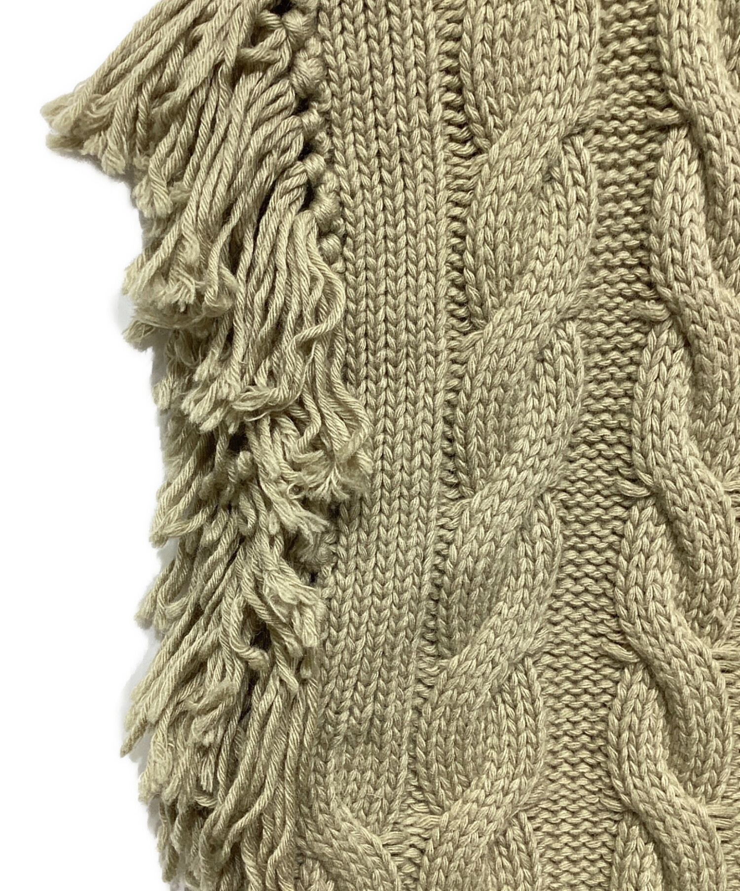 中古・古着通販】anuke (アンヌーク) Fringe Knit Vest ベージュ