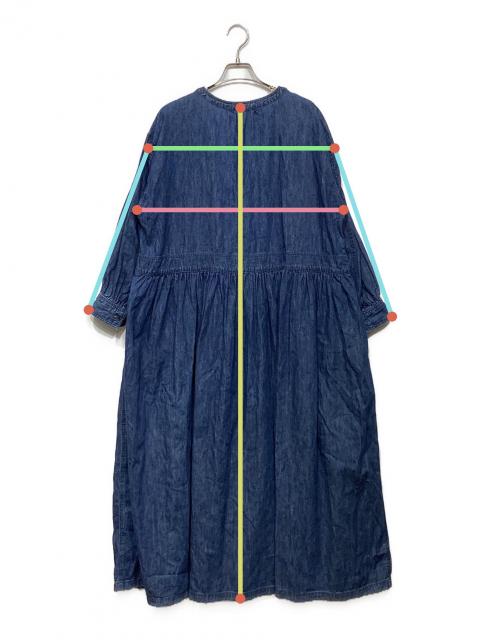 美品 nest Robe ネストローブ コットンリネン ダンガリー 袖フリル シャツ 01233-1428 サイズF インディゴ レディース 古着 中古 USED コットンリネンダンガリーフリルシャツ｜nest Robe / CONFECT ONLINE SHOP