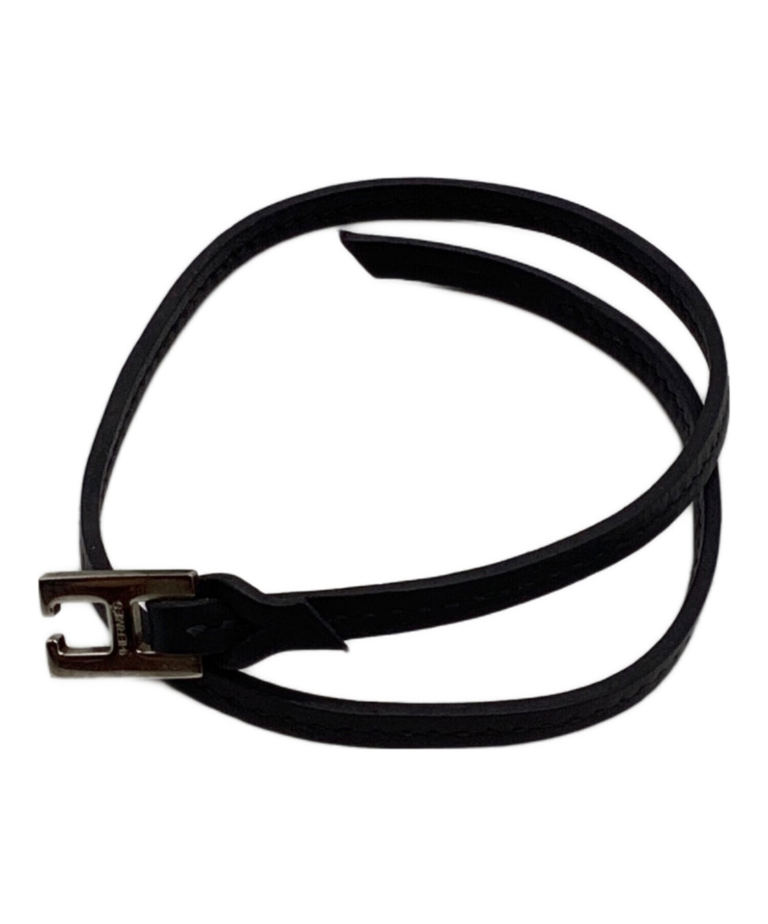 中古・古着通販】HERMES (エルメス) H レザーチョーカー ブラック 