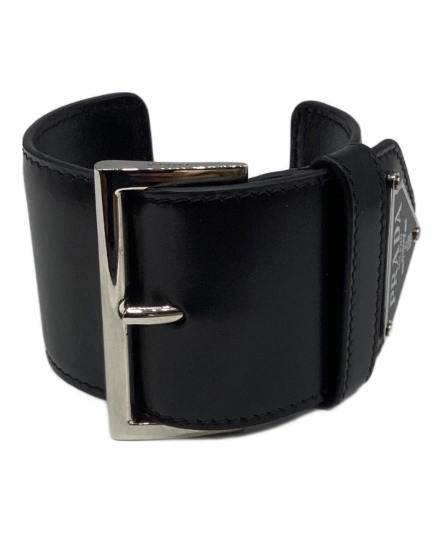 中古・古着通販】PRADA (プラダ) ロゴプレート レザーブレスレット 
