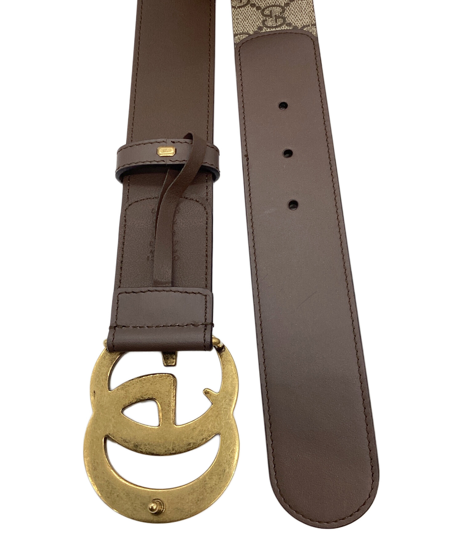 GUCCI グッチ Gロゴ 細め ベルト 　ベージュ 中古・古着通販】GUCCI (グッチ) 400593 GGマーモントベルト ベージュ