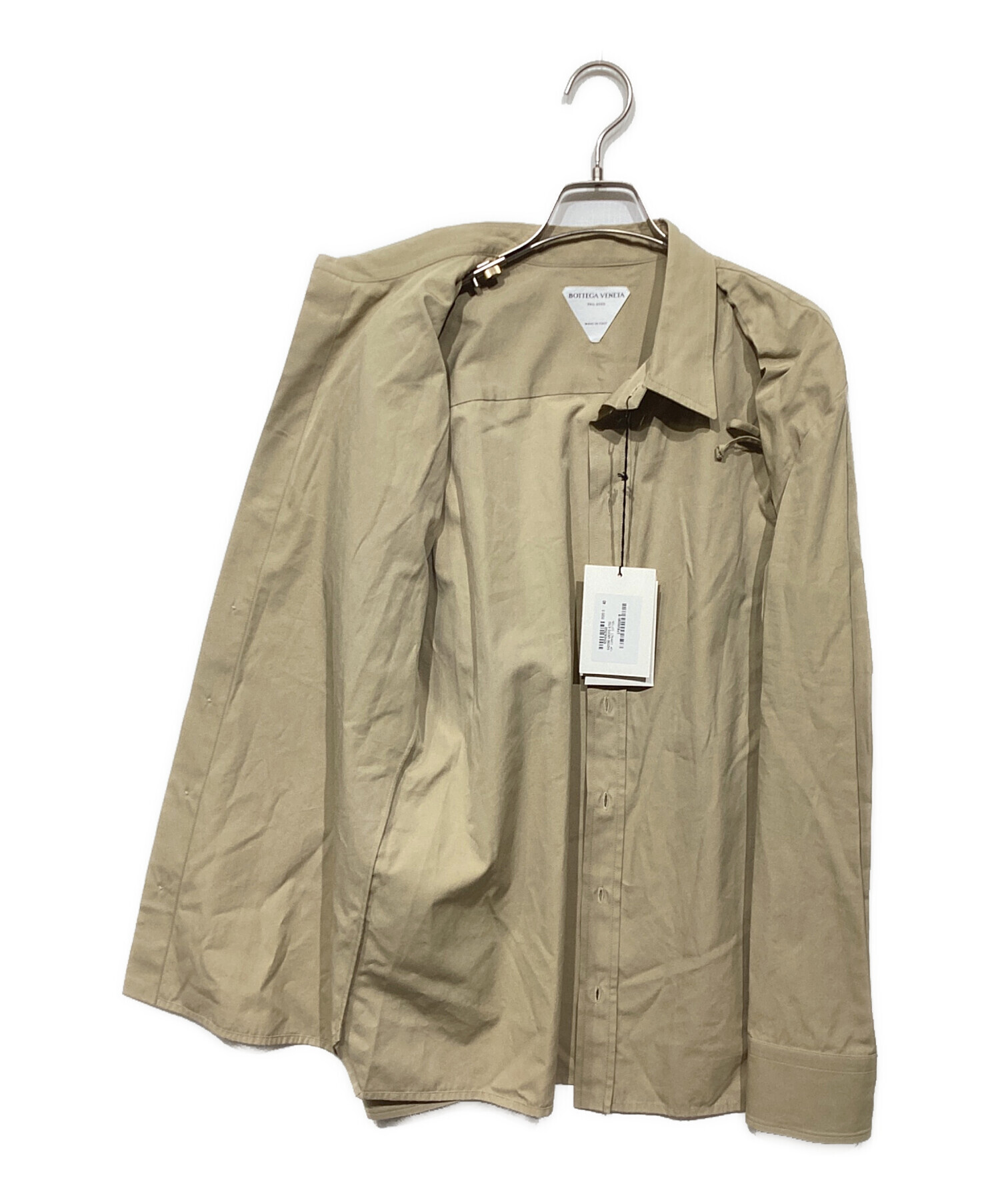 【新品同様】ボッテガヴェネタ　シャツ　胸ポケット　サファリシャツ　ブラウン　36 新品タグ付き☆ Bottega Veneta ボッテガベネタ ワイド 三角フラップ