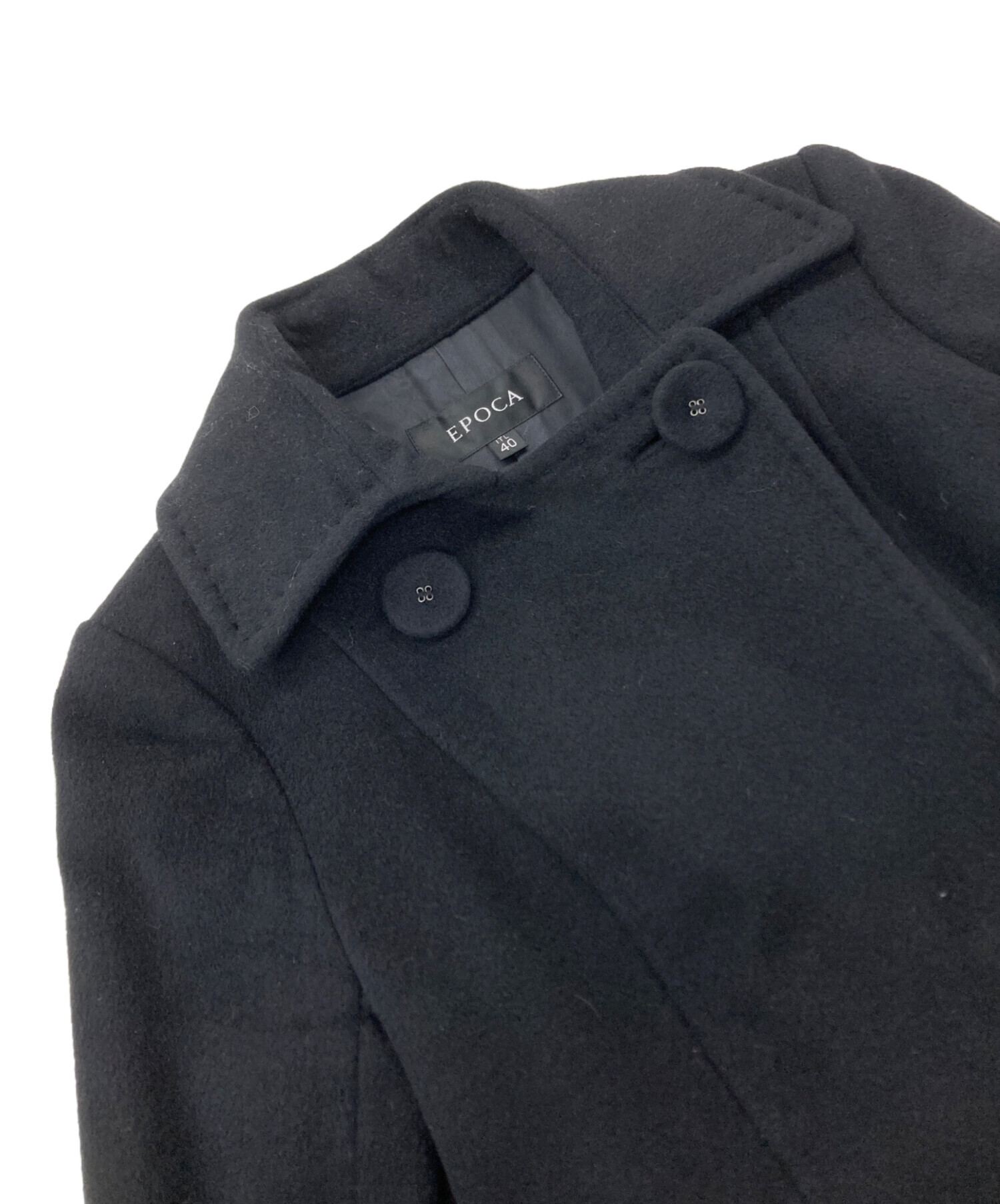 中古・古着通販】EPOCA (エポカ) アンゴラ ウール 比翼コート ブラック