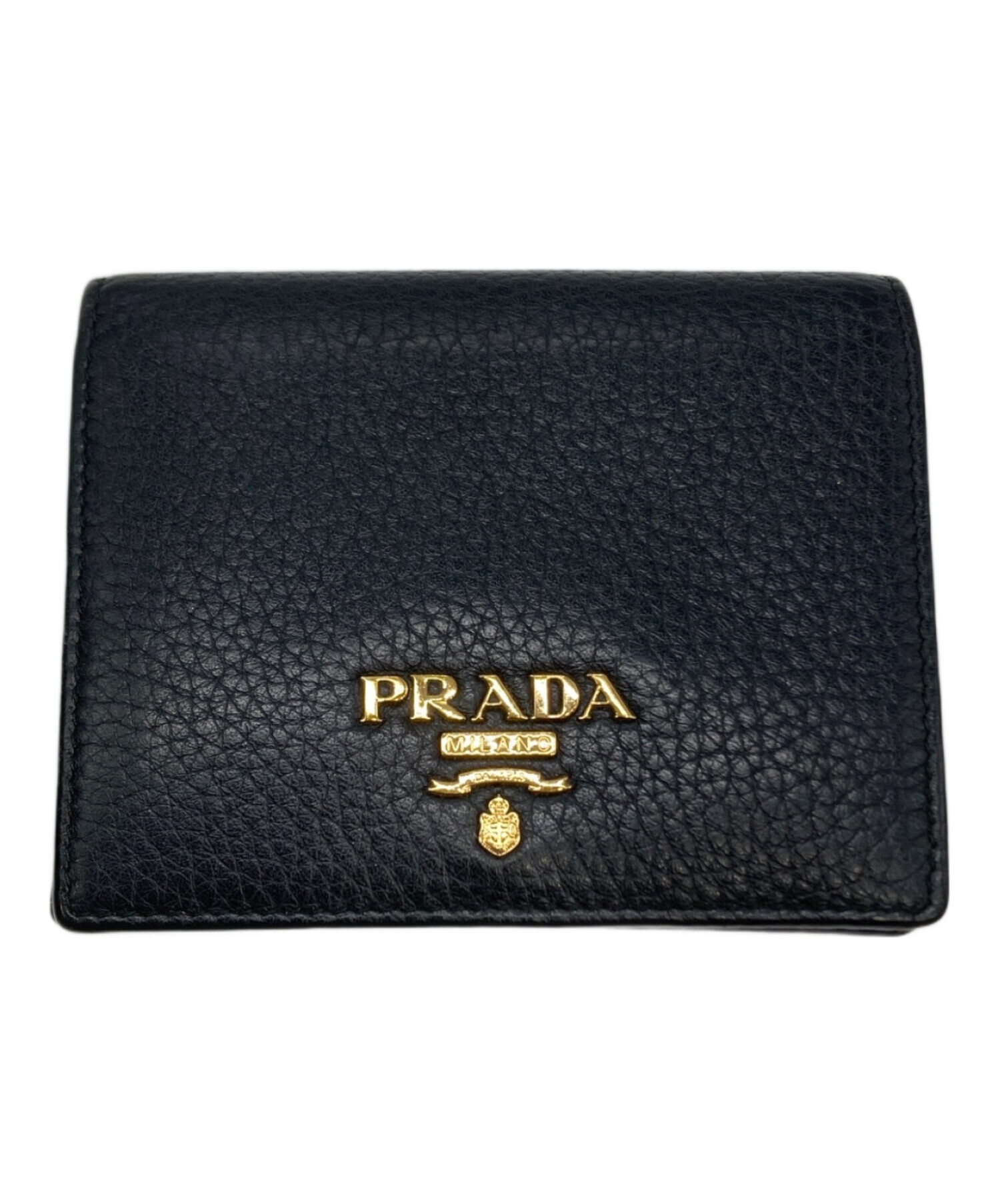中古・古着通販】PRADA (プラダ) コンパクト 2つ折り財布 ブラック 