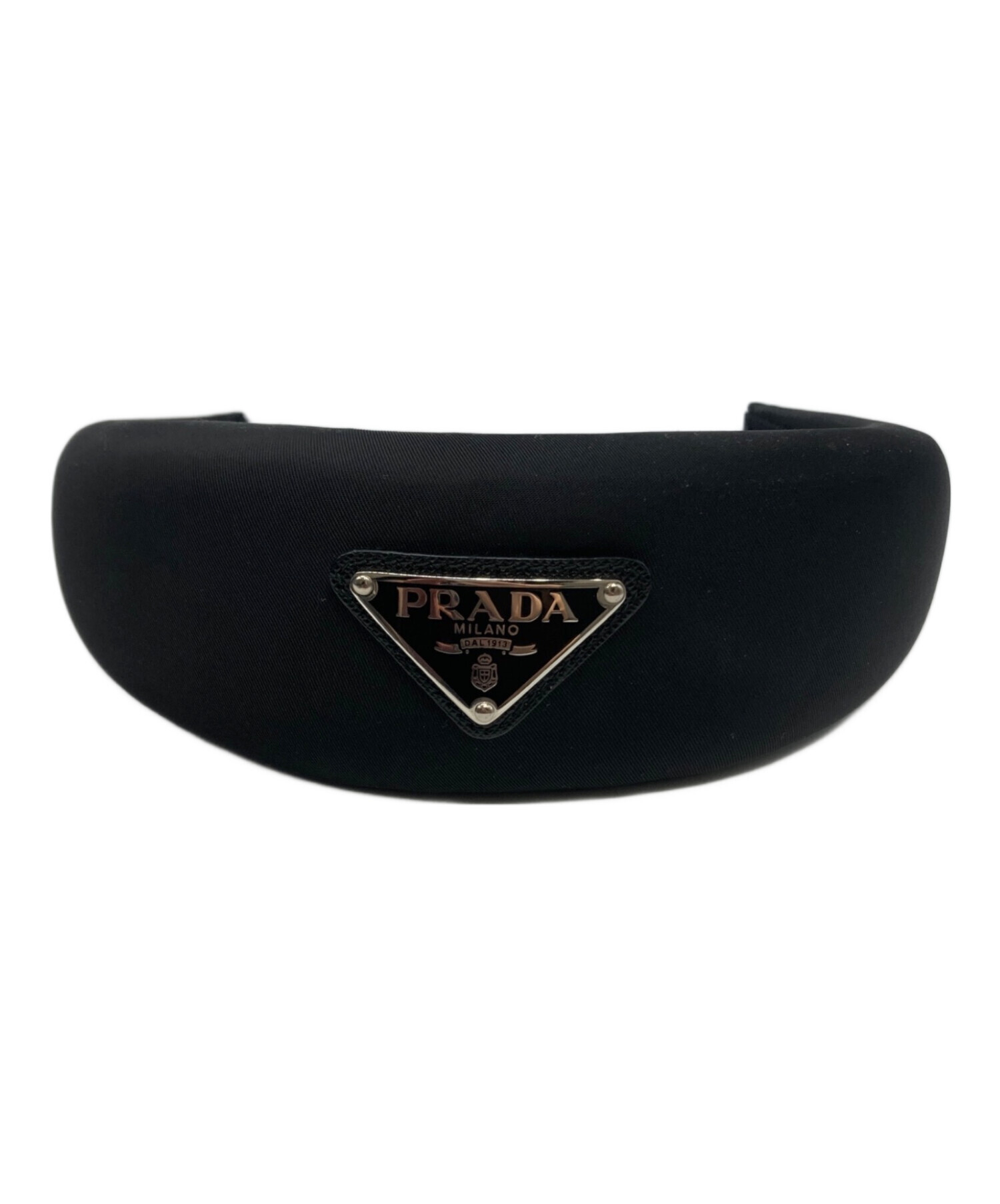 値下げしました‼️新品未使用　PRADA カチューシャ 黒  ロゴプレート付 中古・古着通販】PRADA (プラダ) 三角ロゴプレート カチューシャ