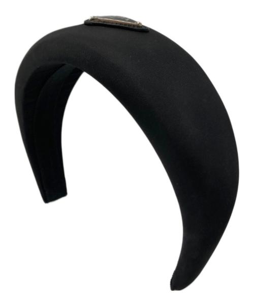 値下げしました‼️新品未使用　PRADA カチューシャ 黒  ロゴプレート付 中古・古着通販】PRADA (プラダ) 三角ロゴプレート カチューシャ