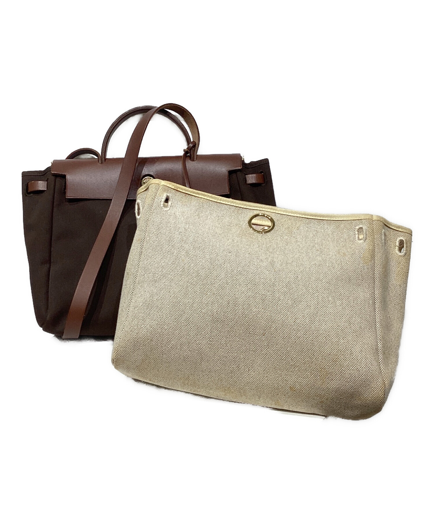 【HERMES】エルメス　エールバッグ　2WAY ベージュ　ブラウン 中古・古着通販】HERMES (エルメス) エールバッグPM 2WAY