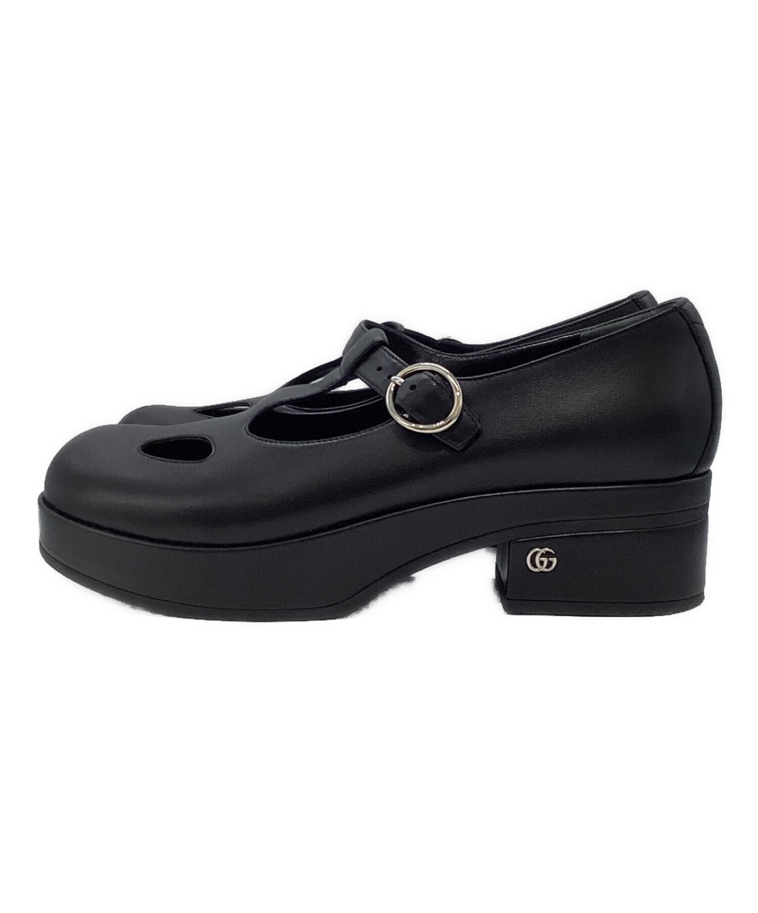 GUCCI エナメルレザー ドレスシューズ 黒 中古・古着通販】GUCCI (グッチ) メリージェーン レザーシューズ