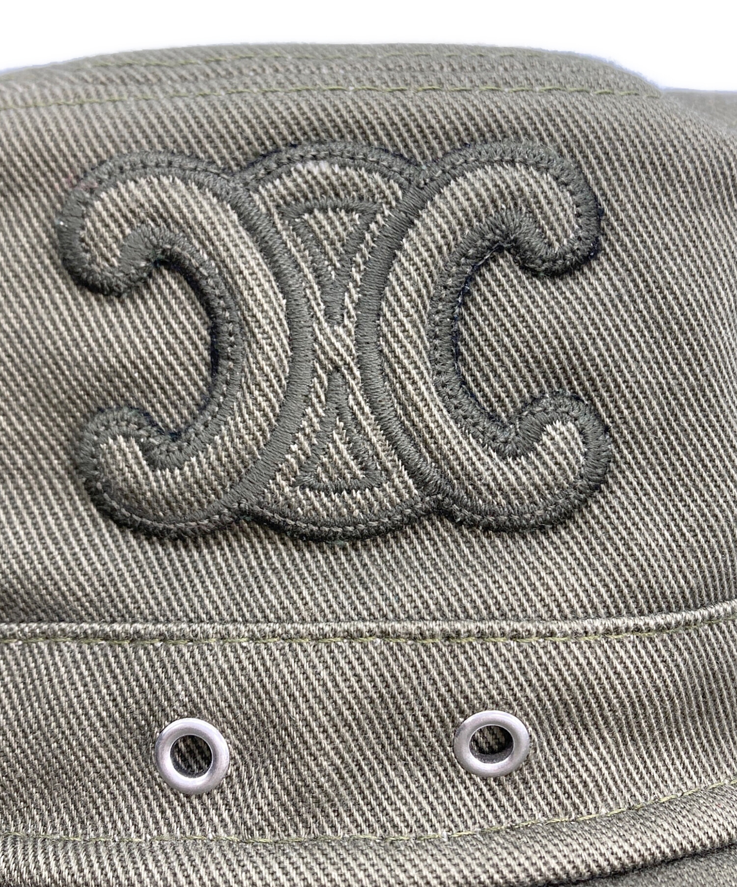 セリーヌ（CELINE） トリオンフロゴアー ミーキャップ　キャスケット　カーキ CELINE セリーヌ ベースボールキャップ TRIOMPHE トリオンフ 2AUG4234X