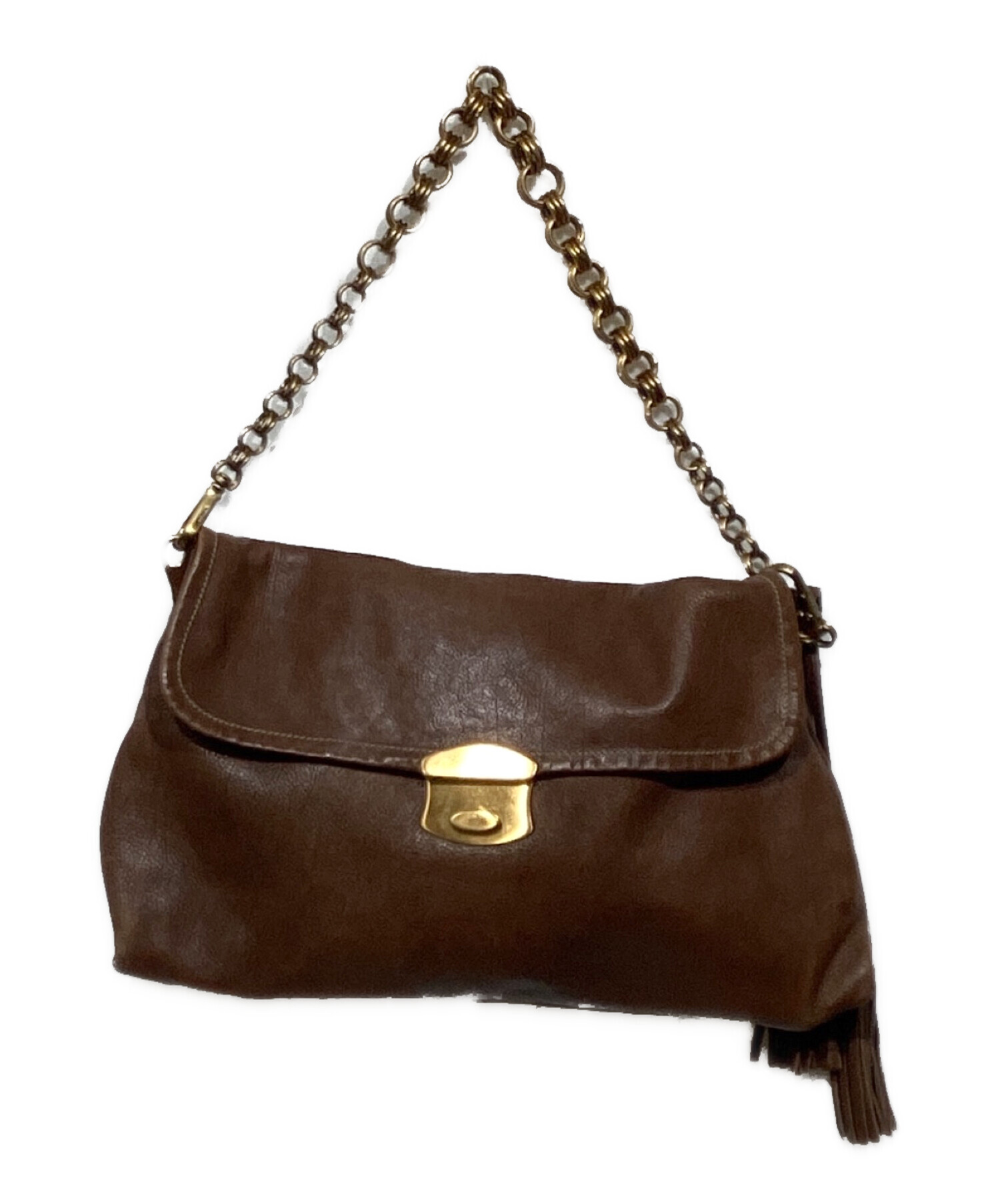 中古・古着通販】PRADA (プラダ) チェーンハンドバッグ ブラウン
