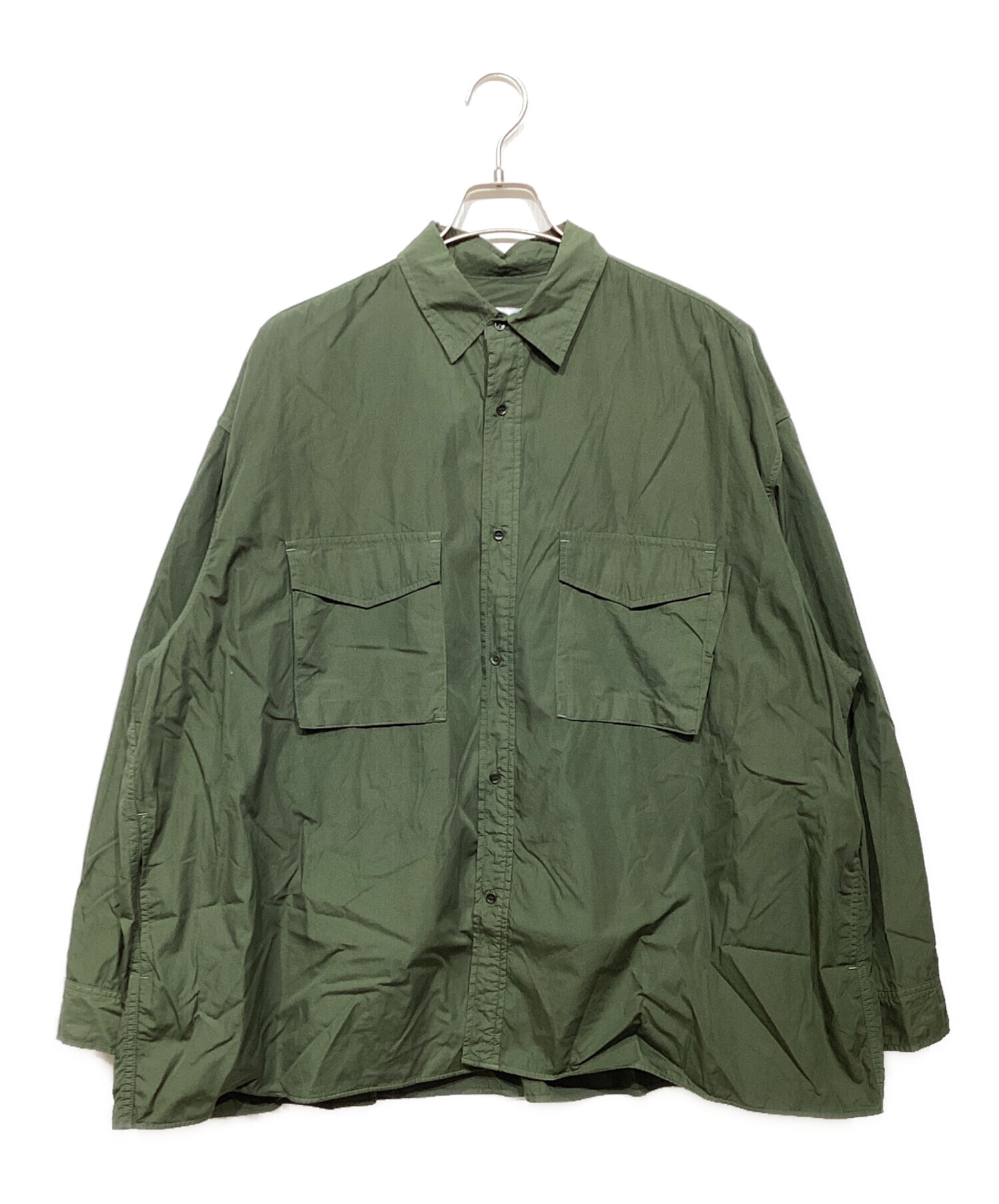 中古・古着通販】Graphpaper (グラフペーパー) 22SS Garment Dyed Poplin Fatigue Shirt グリーン  サイズ:Free｜ブランド・古着通販 トレファク公式【TREFAC FASHION】スマホサイト