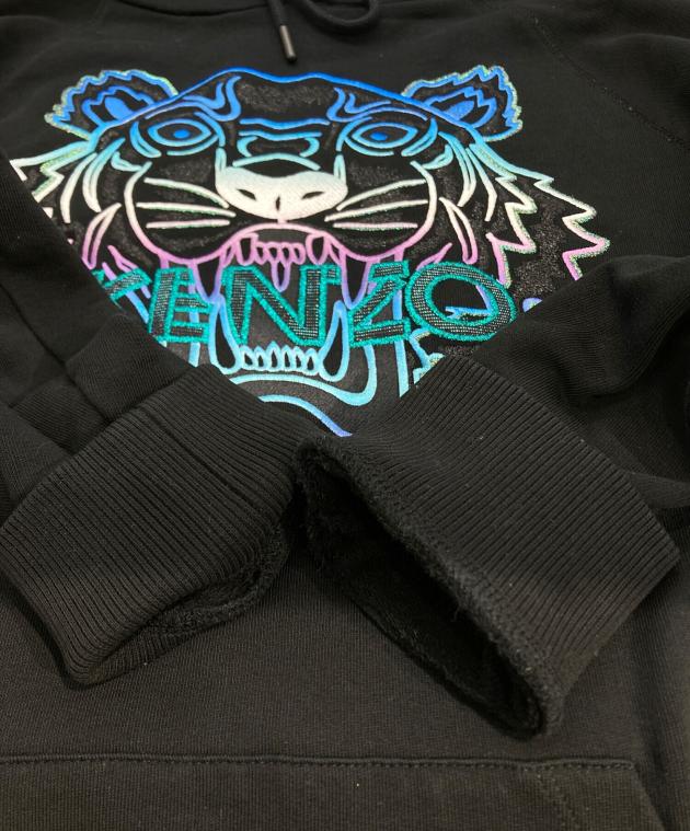 ケンゾーKENZOパリス刺繍パーカー 中古・古着通販】KENZO (ケンゾー) タイガーロゴ刺繍パーカー ブラック
