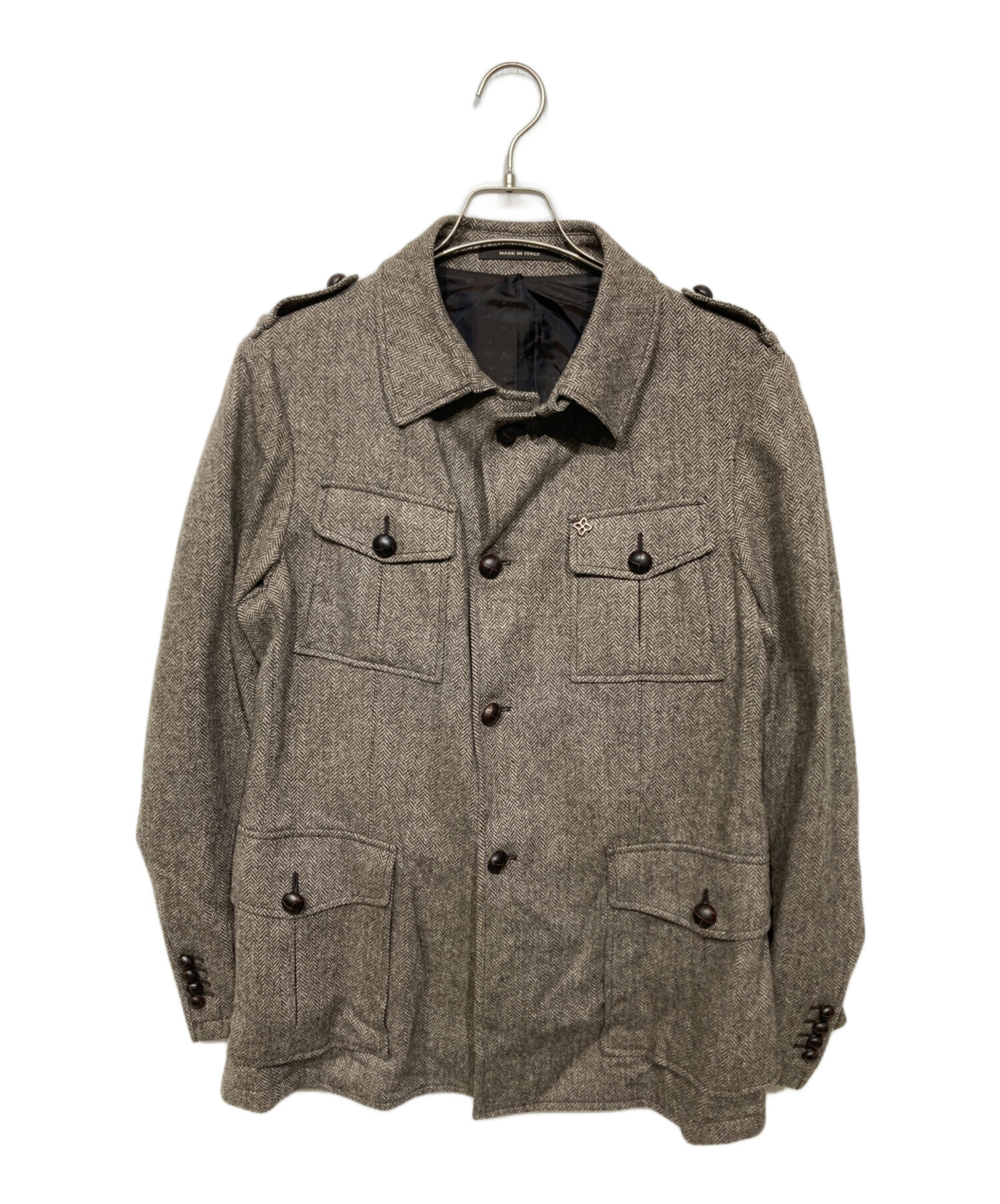 TAGLIATORE リネン ヘリンボーン ジャケット ベージュ ブラウン 48 TAGLIATORE リネン ヘリンボーン ジャケット ベージュ ブラウン 48