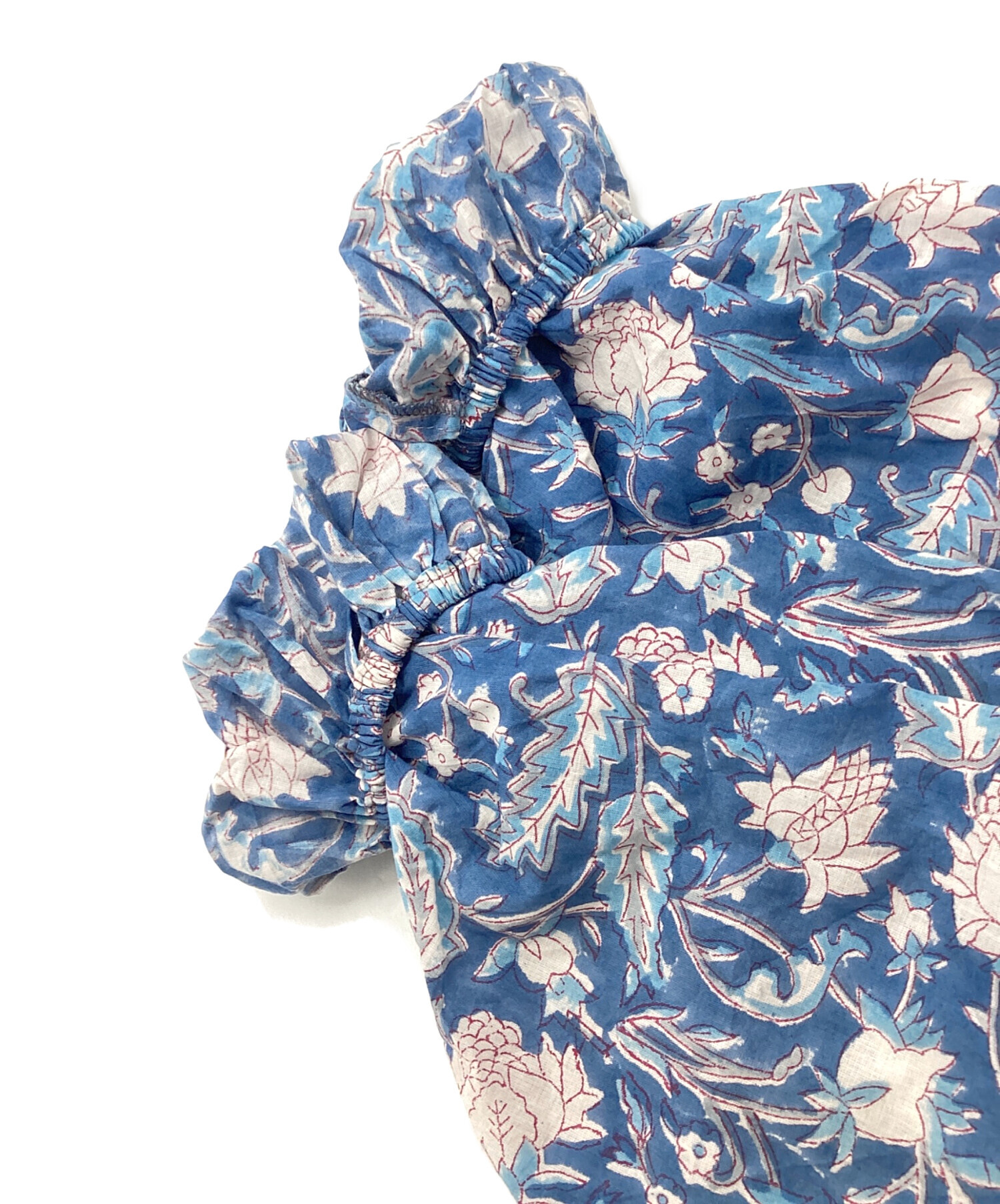 sarucheフラワープリント ワンピース saruche サルーチェ フラワープリントワンピース 青系 花柄