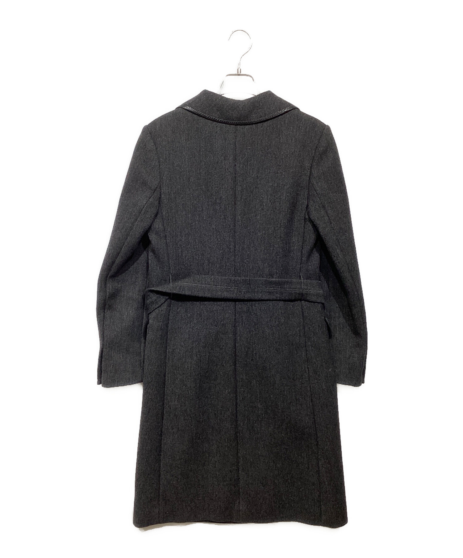 中古・古着通販】PRADA (プラダ) レザーパイピングコート ブラック