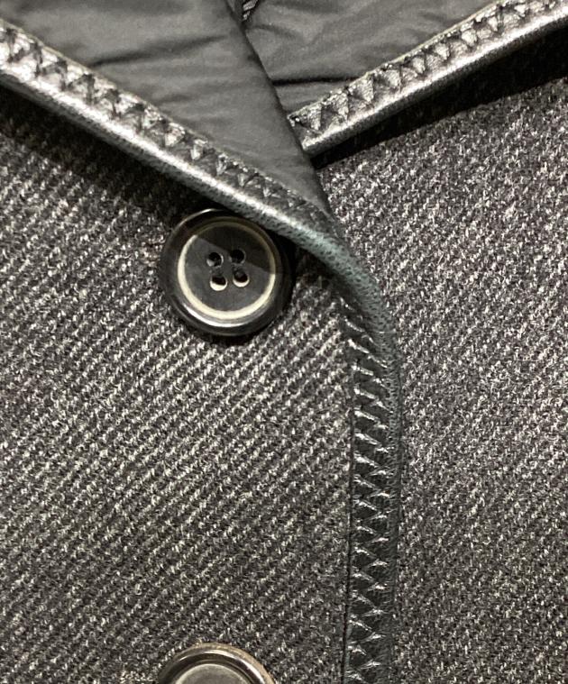 中古・古着通販】PRADA (プラダ) レザーパイピングコート ブラック