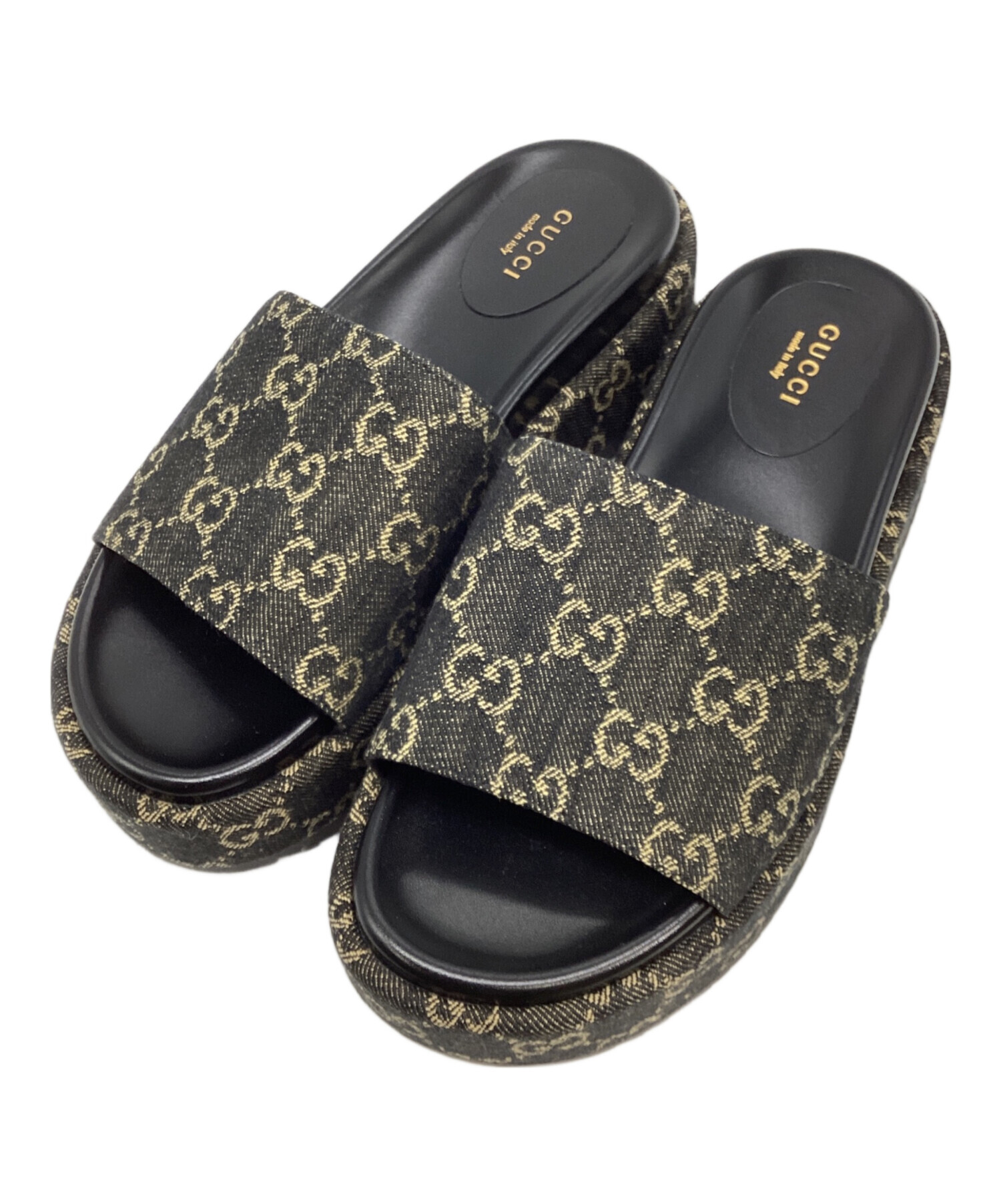 中古・古着通販】GUCCI (グッチ) デニムプラットフォーム ブラック