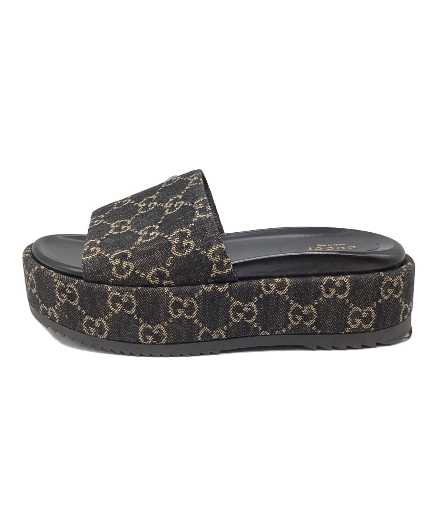 中古・古着通販】GUCCI (グッチ) デニムプラットフォーム ブラック