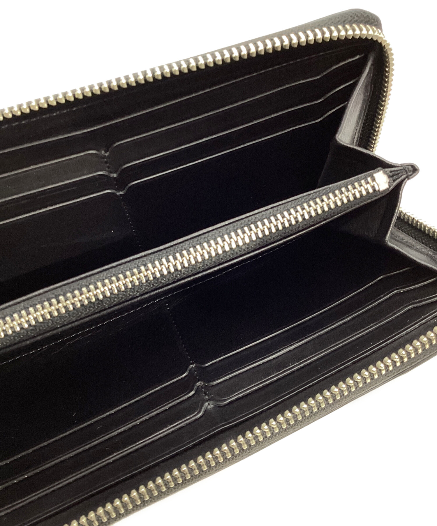 MIHARA YASUHIRO レザー 炙り出し 長財布 ブラック 中古・古着通販】MIHARA YASUHIRO (ミハラヤスヒロ) 炙り出し長財布