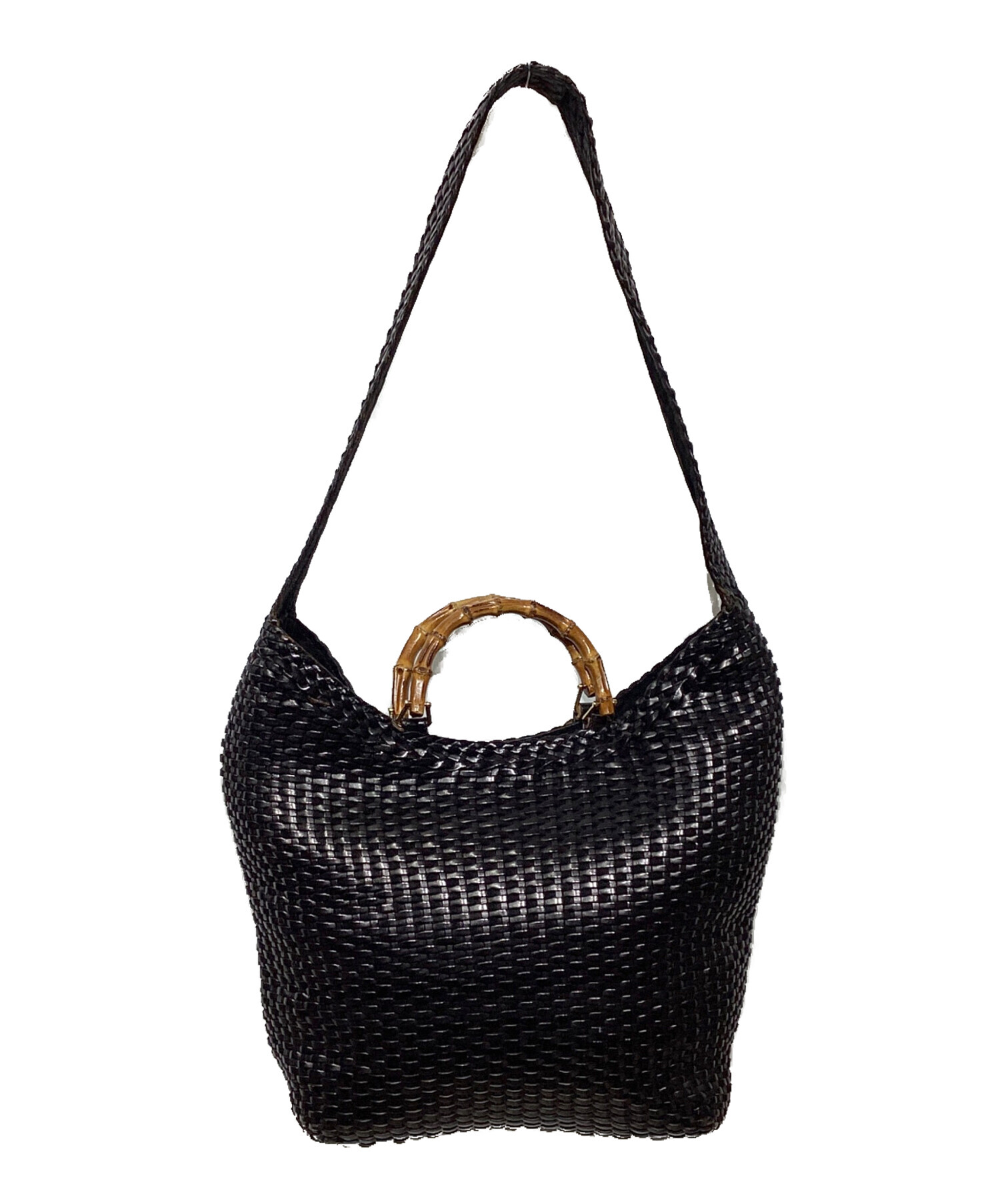 中古・古着通販】GUCCI (グッチ) バンブーハンドル 編み込みショルダー