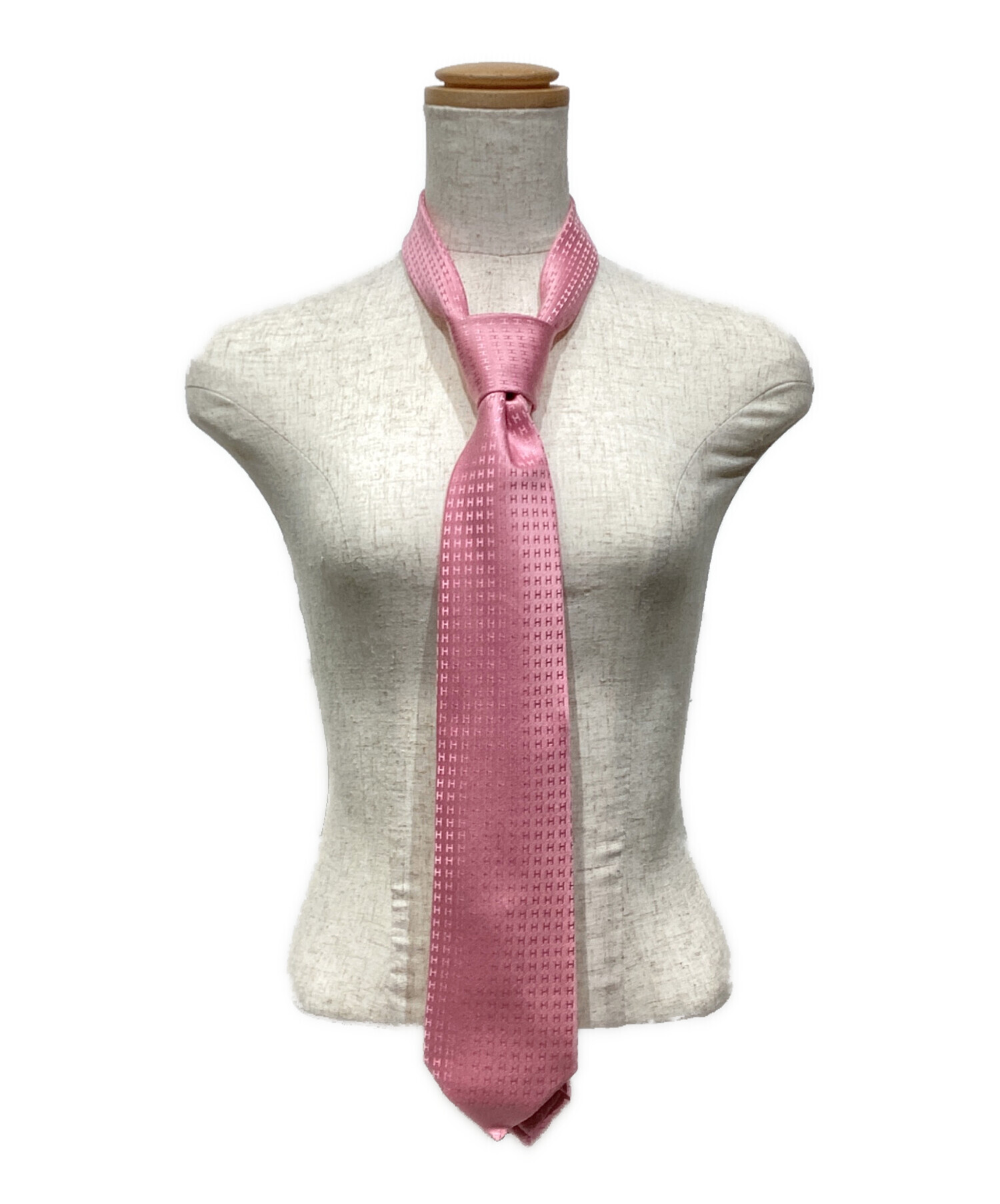 中古・古着通販】HERMES (エルメス) Hロゴネクタイ ピンク サイズ