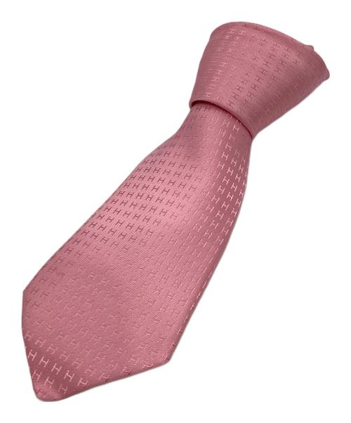 エルメスネクタイ　　赤ピンク系 中古・古着通販】HERMES (エルメス) Hロゴネクタイ ピンク サイズ
