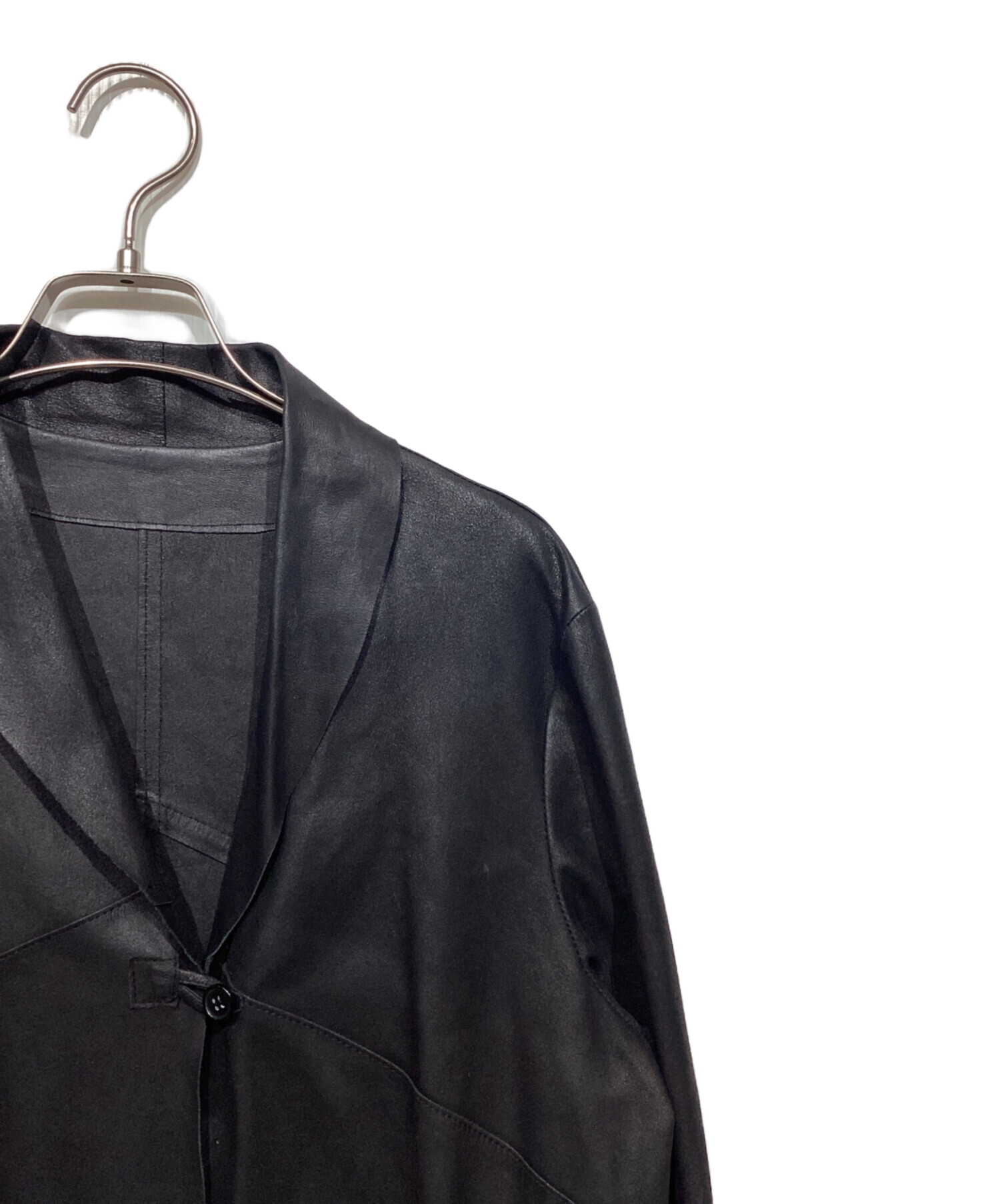 中古・古着通販】BALMAIN (バルマン) ゴートレザーコート ブラック