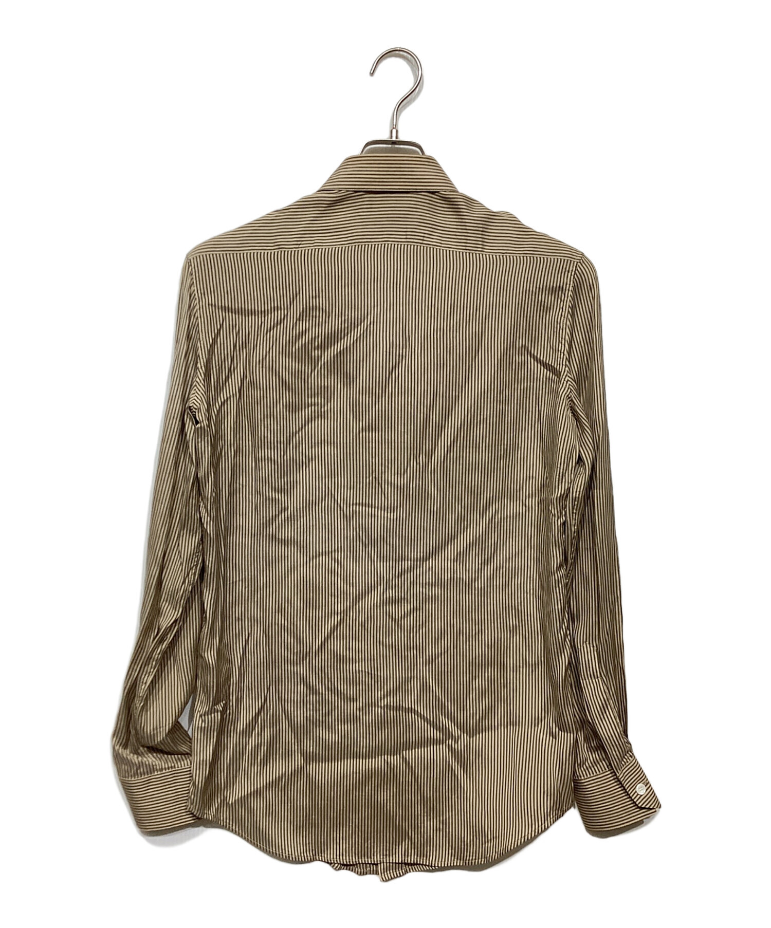 中古・古着通販】CELINE (セリーヌ) ストライプシルクシャツ ベージュ