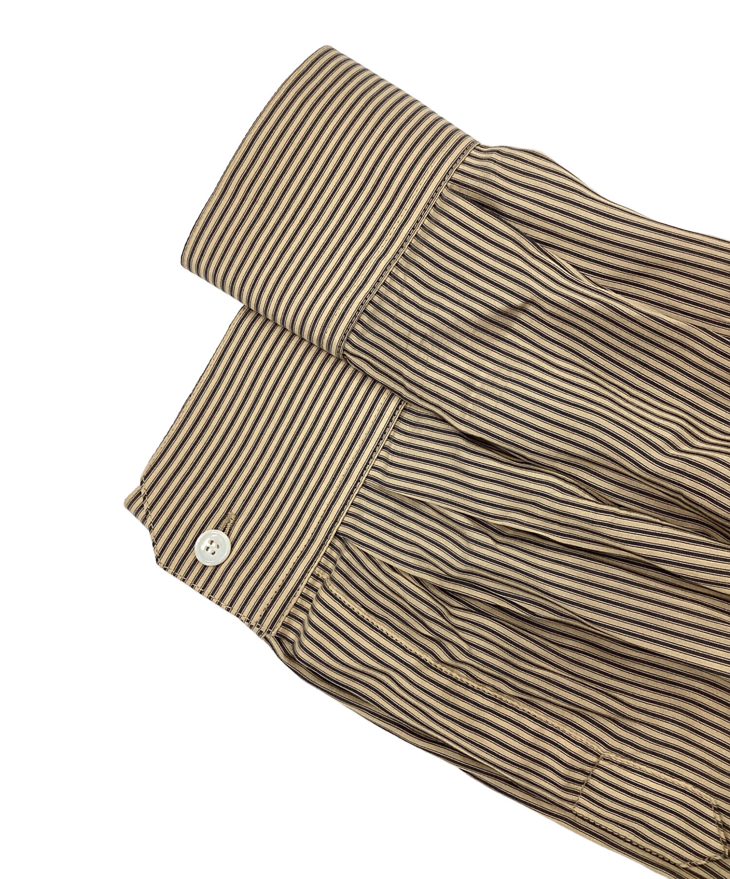 中古・古着通販】CELINE (セリーヌ) ストライプシルクシャツ ベージュ