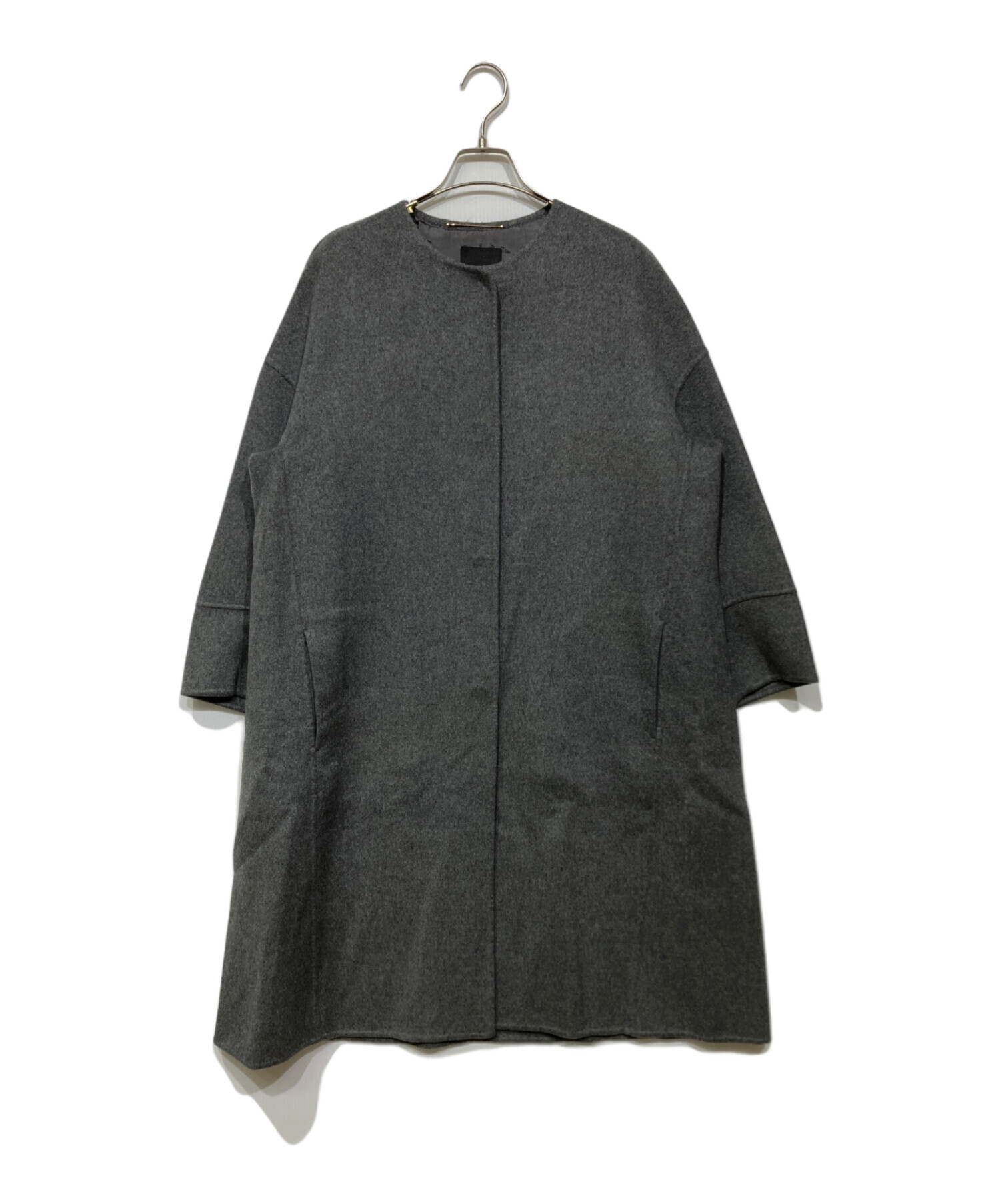 中古・古着通販】ebure (エブール) カシミヤリバーコート グレー