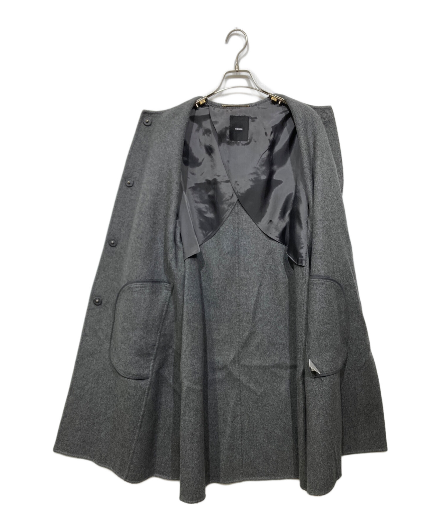 中古・古着通販】ebure (エブール) カシミヤリバーコート グレー