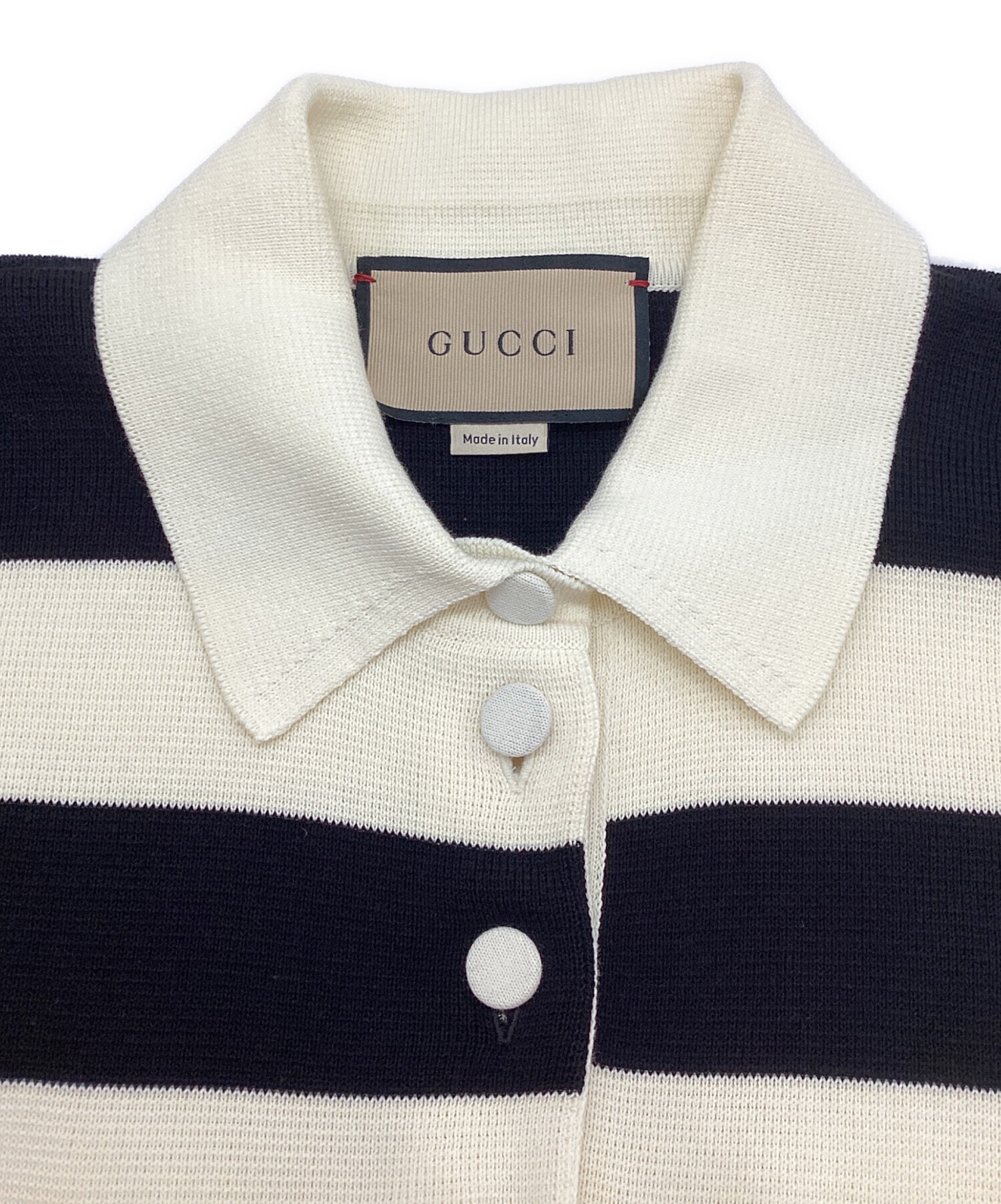極美品▲GUCCI グッチ 22SS 731592 ロゴワッペン付 ボーダー柄 2WAY 袖ZIP付き ニット ワンピース ブラック ホワイト XS 正規品 中古・古着通販】GUCCI (グッチ) ワッペン付 ボーダーワンピース