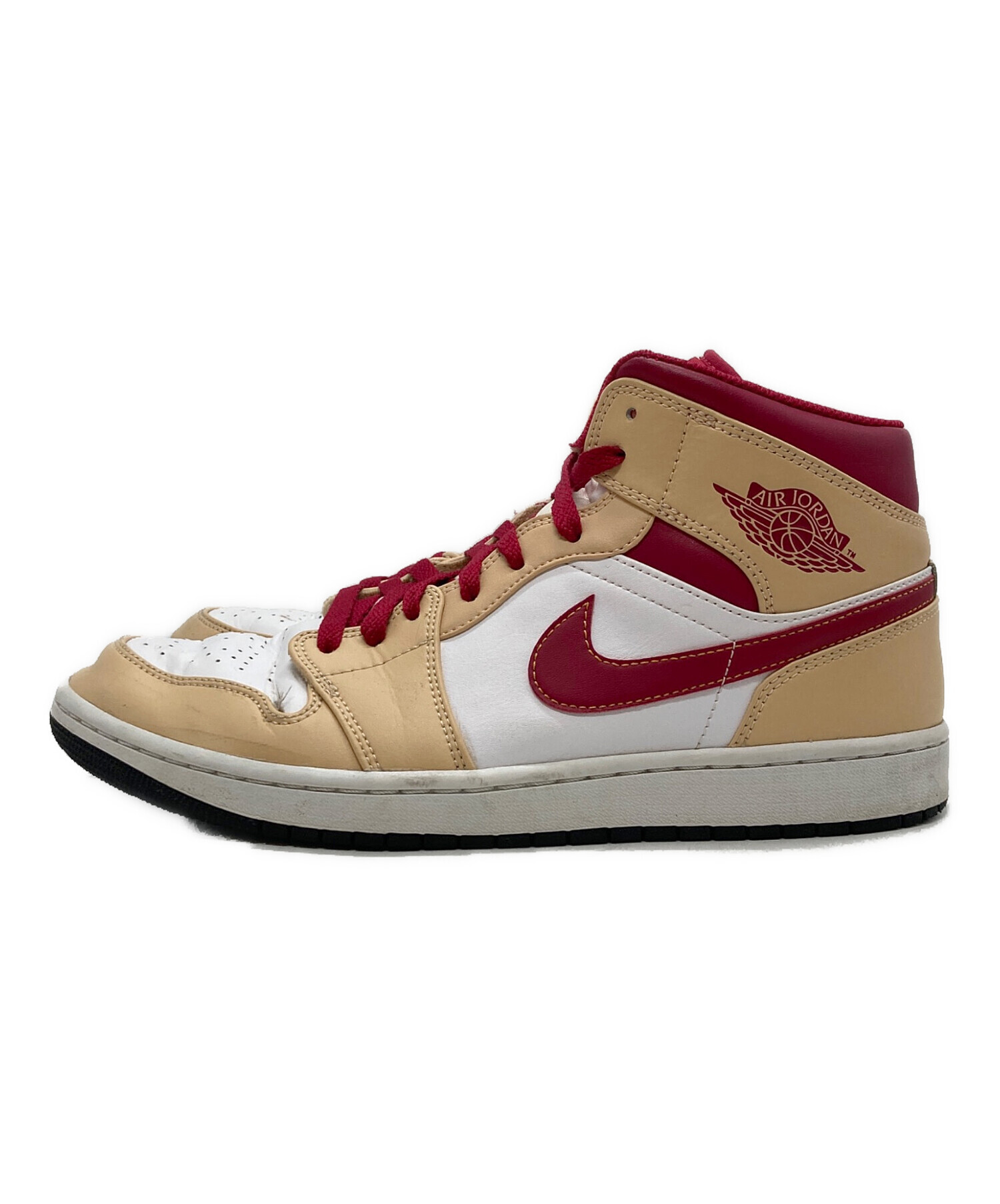 中古・古着通販】NIKE (ナイキ) Air Jordan 1 Mid Beige/Cardinal Red 