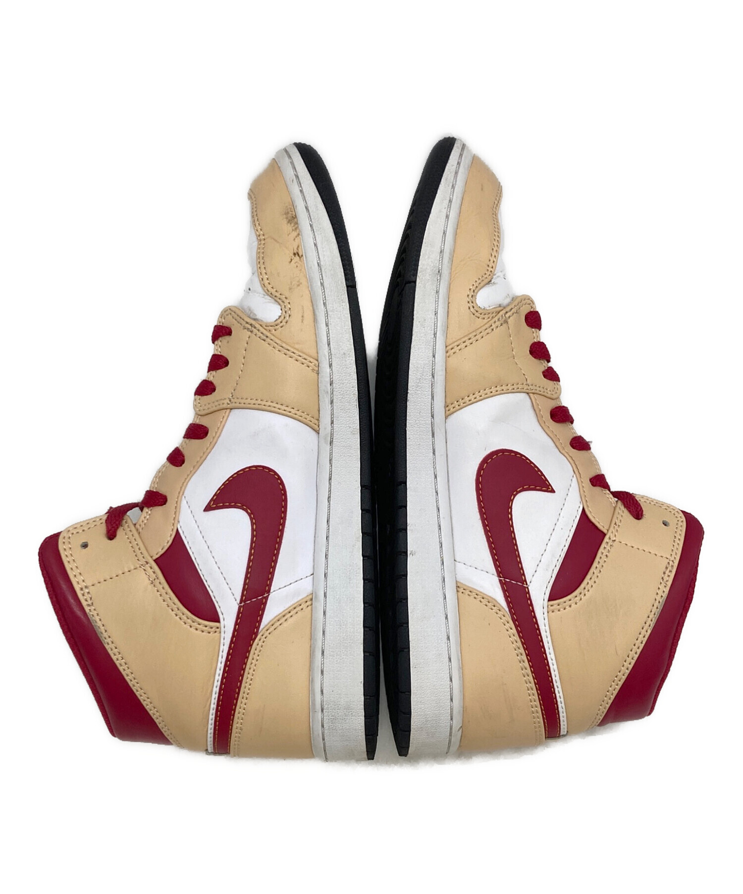 中古・古着通販】NIKE (ナイキ) Air Jordan 1 Mid Beige/Cardinal Red 