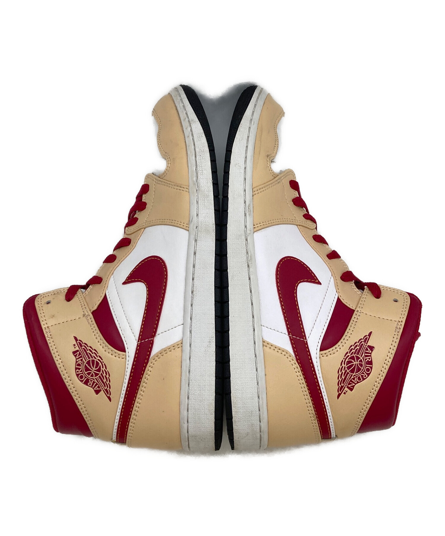 中古・古着通販】NIKE (ナイキ) Air Jordan 1 Mid Beige/Cardinal Red 