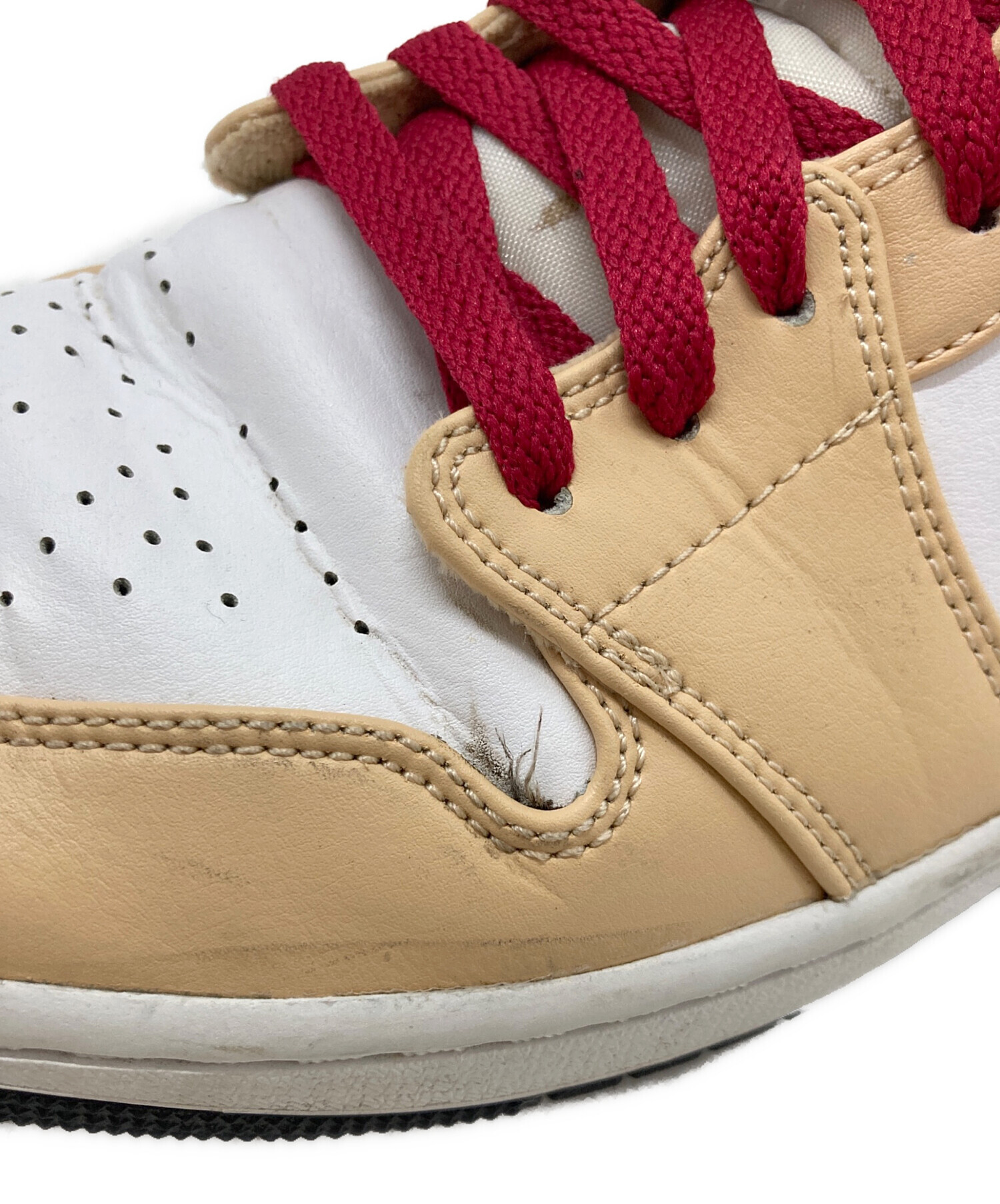 中古・古着通販】NIKE (ナイキ) Air Jordan 1 Mid Beige/Cardinal Red 