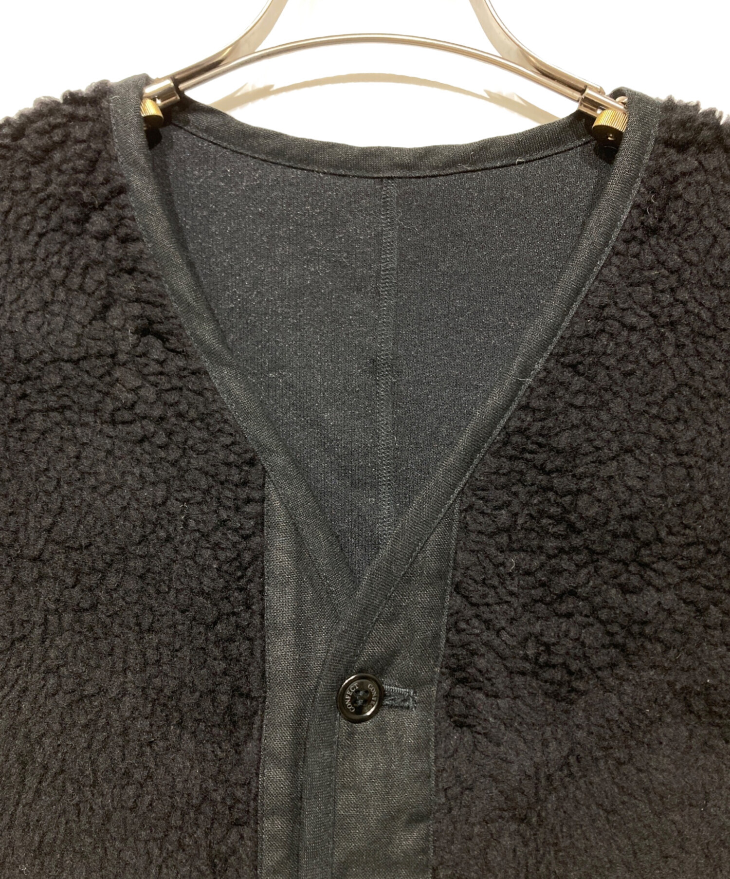 コンフェクト　ウールコットン パイルベスト　黒　サイズ3 コンフェクト ウールコットン パイルベスト 黒 サイズ3