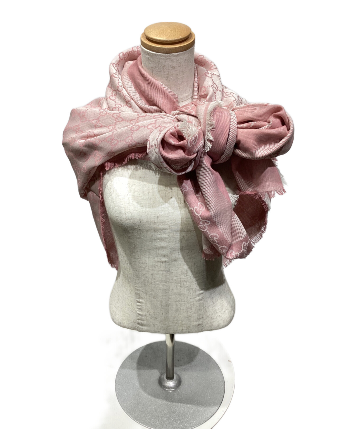 中古・古着通販】GUCCI (グッチ) GG柄大判ストール ピンク｜ブランド