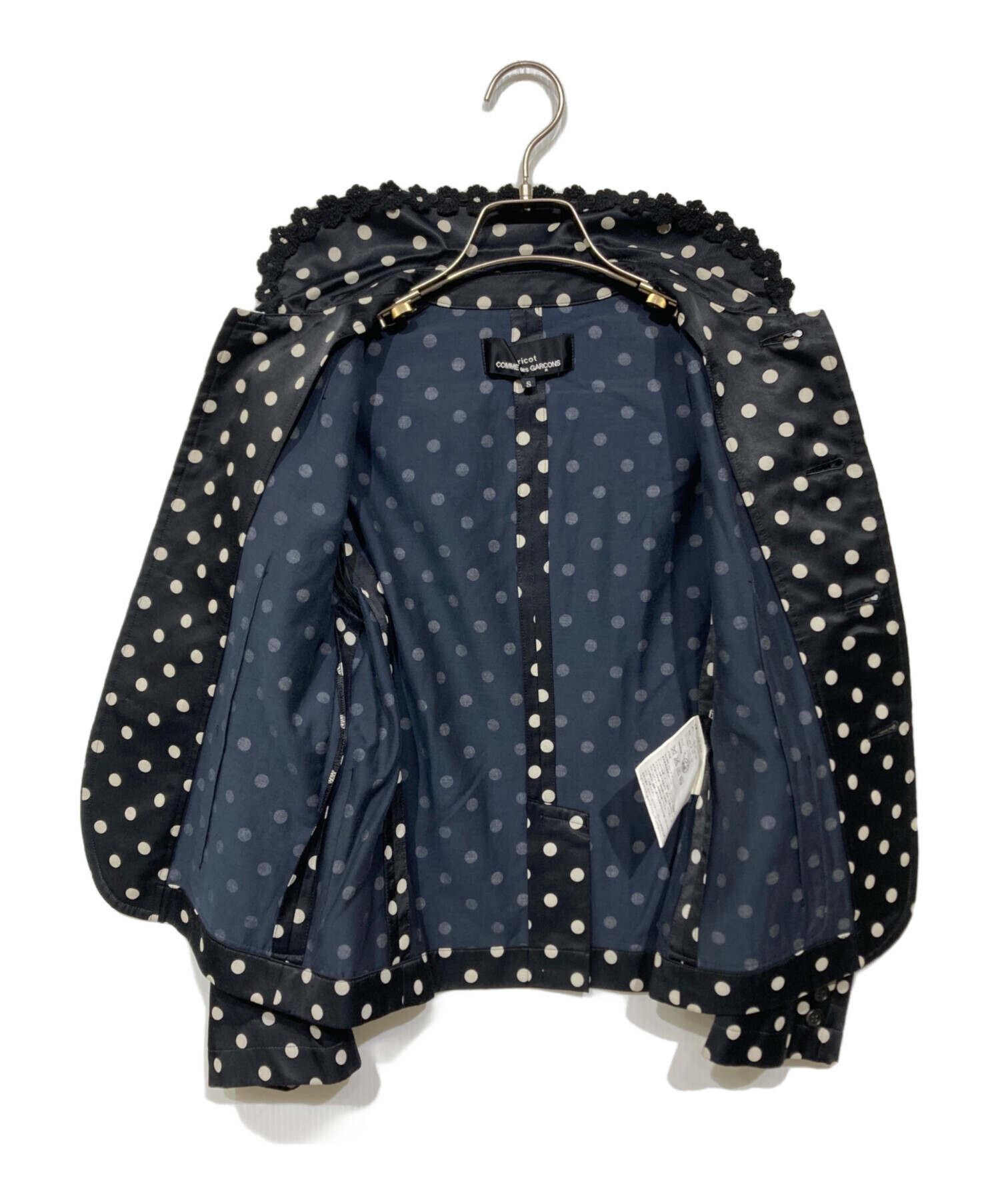 コムコム コムデギャルソン ドットジャガード スカラップ 丸襟 ジャケット XS コムコム コムデギャルソン ドットジャガード スカラップ 丸襟
