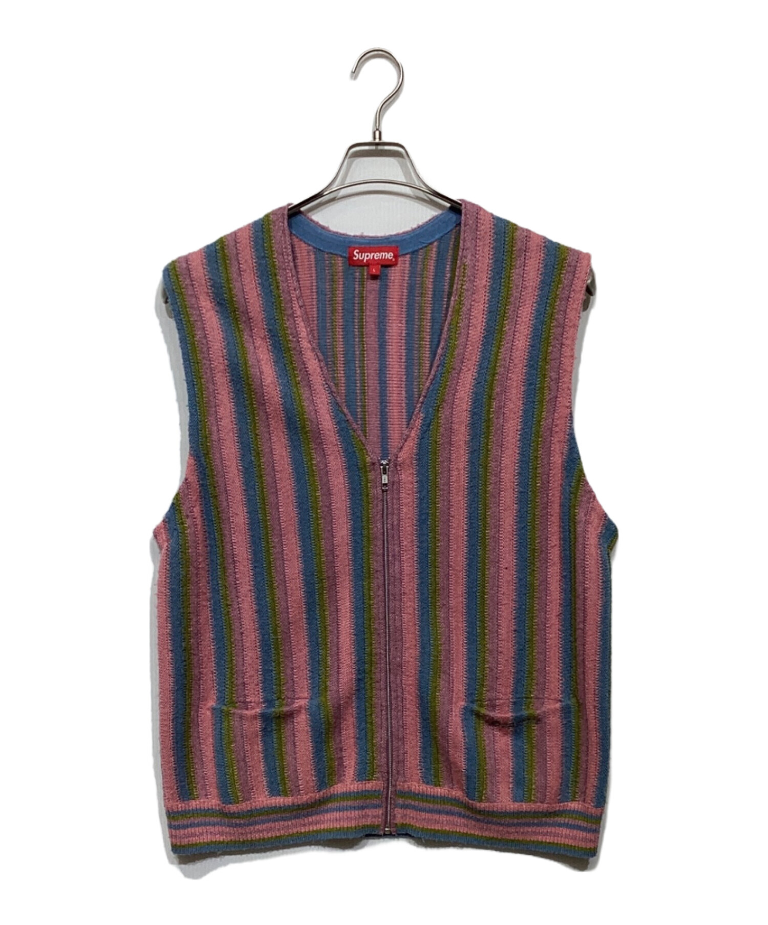 トップス SUPREME Stripe Sweater Vest 中古・古着通販】SUPREME (シュプリーム) Stripe Sweater Vest ピンク