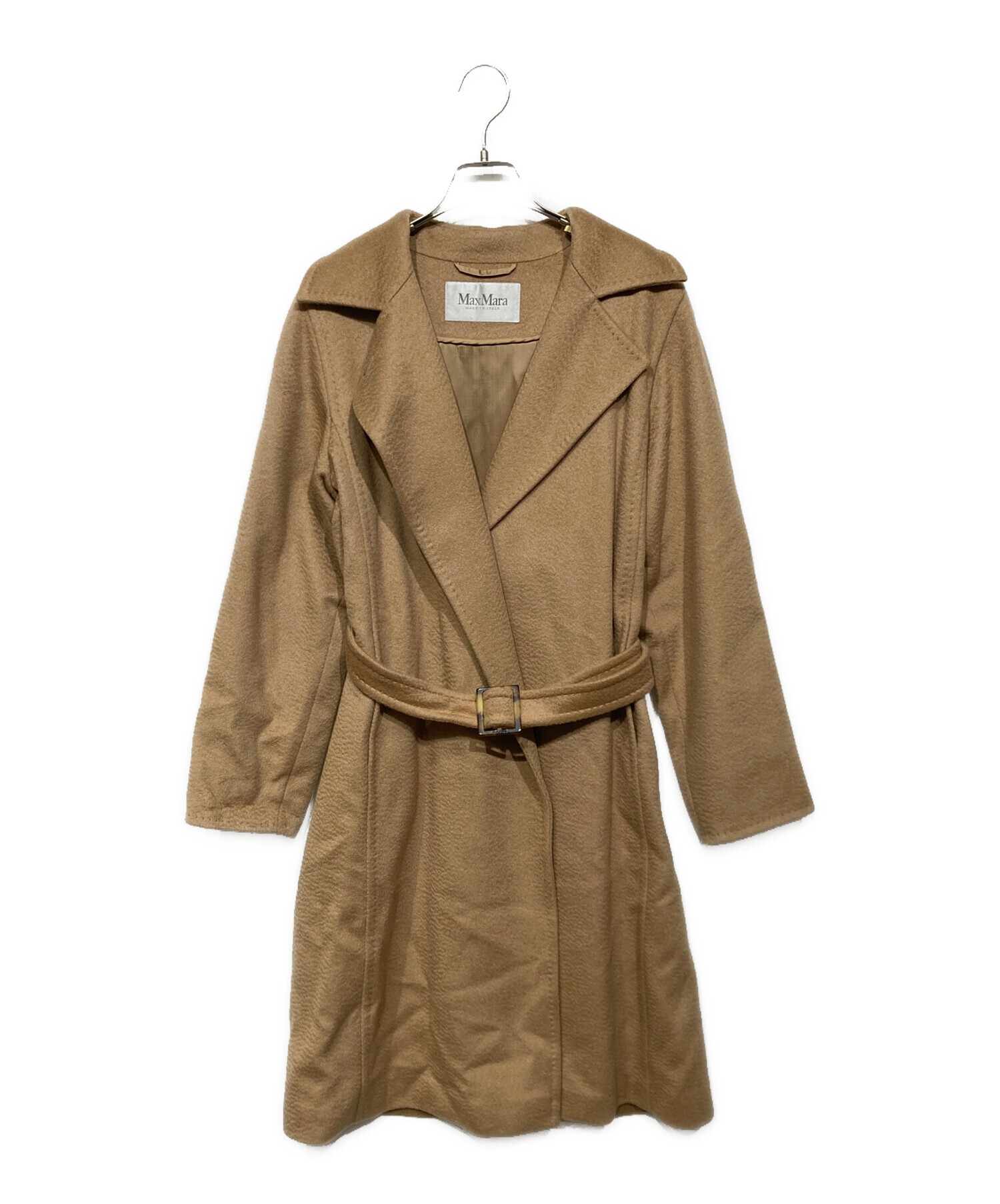 【美品】マックスマーラ ロングコート キャメル100% ベルテッド ベージュ M 中古・古着通販】MaxMara (マックスマーラ) キャメル ベルテッドラップ