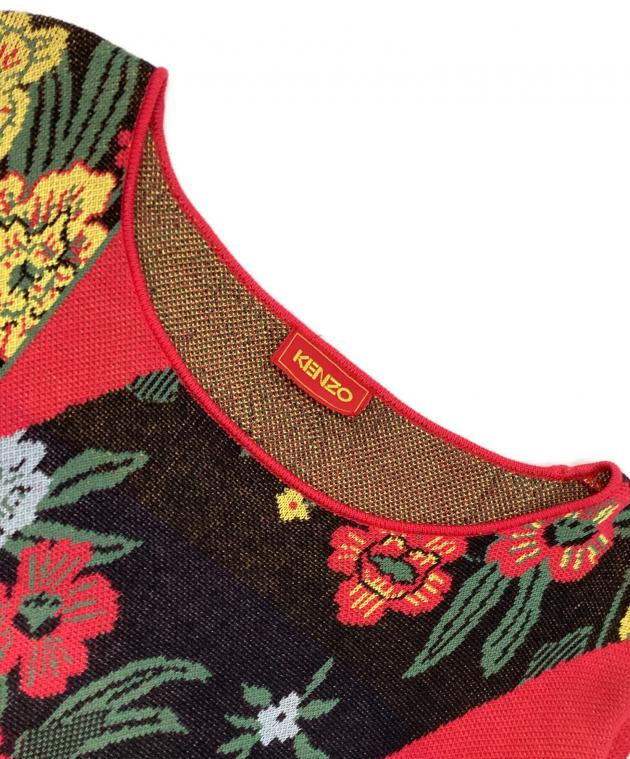 中古・古着通販】KENZO (ケンゾー) 花柄ニットワンピース ブラック
