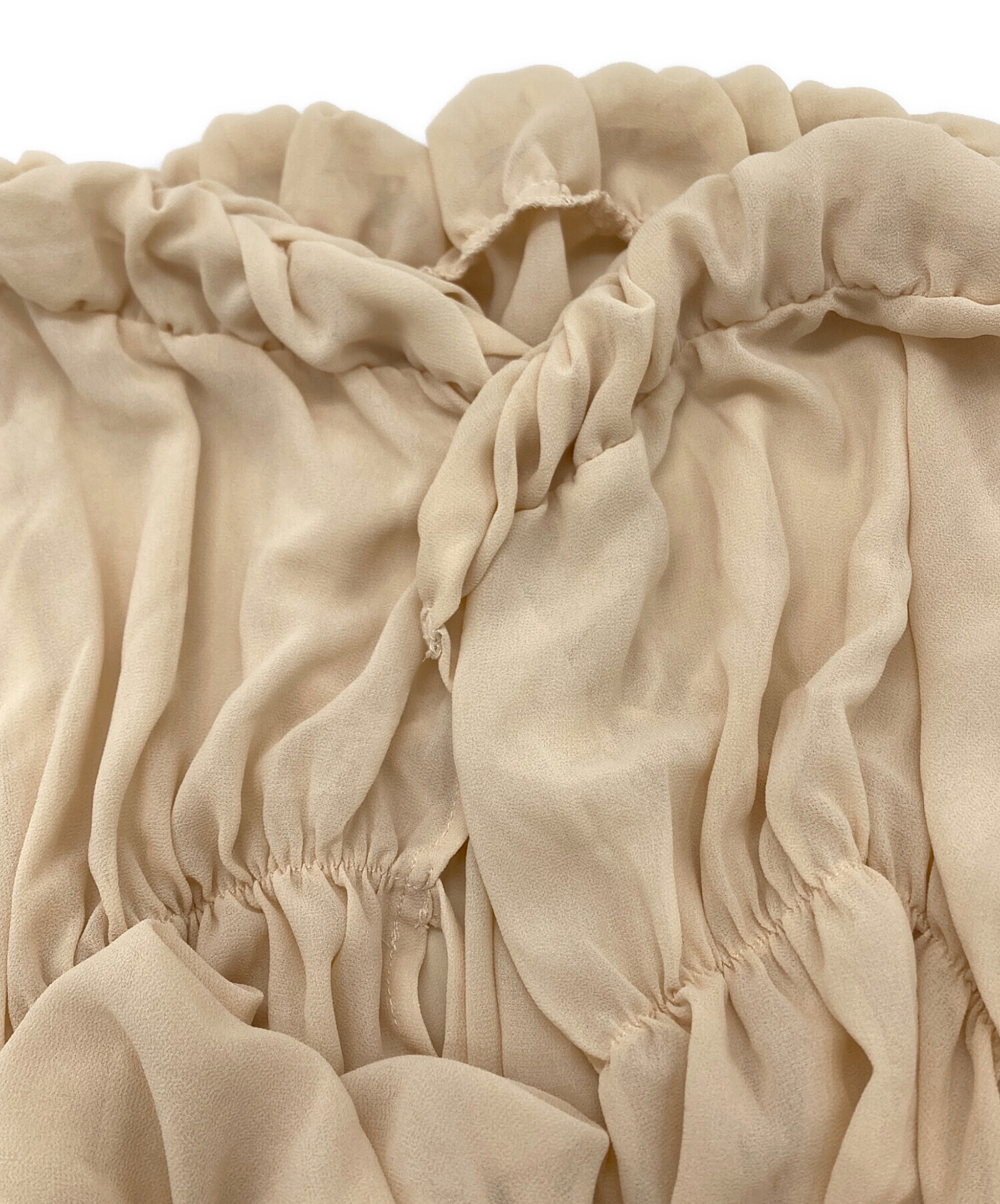 中古・古着通販】papier (パピエ) ギャザーブラウス ベージュ サイズ