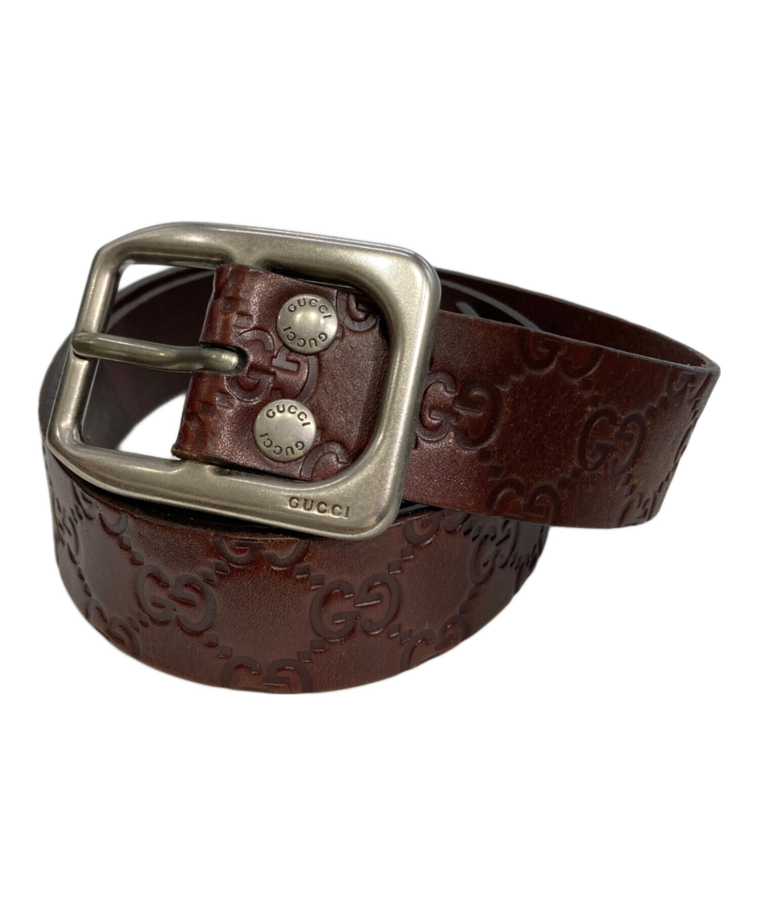 中古・古着通販】GUCCI (グッチ) グッチシマ レザーベルト ブラウン