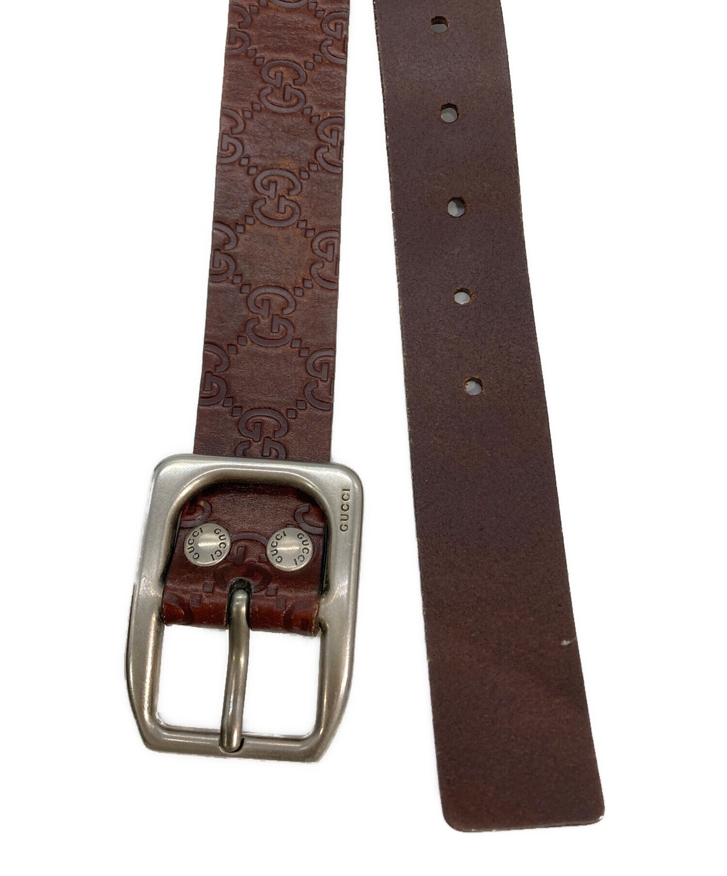 中古・古着通販】GUCCI (グッチ) グッチシマ レザーベルト ブラウン