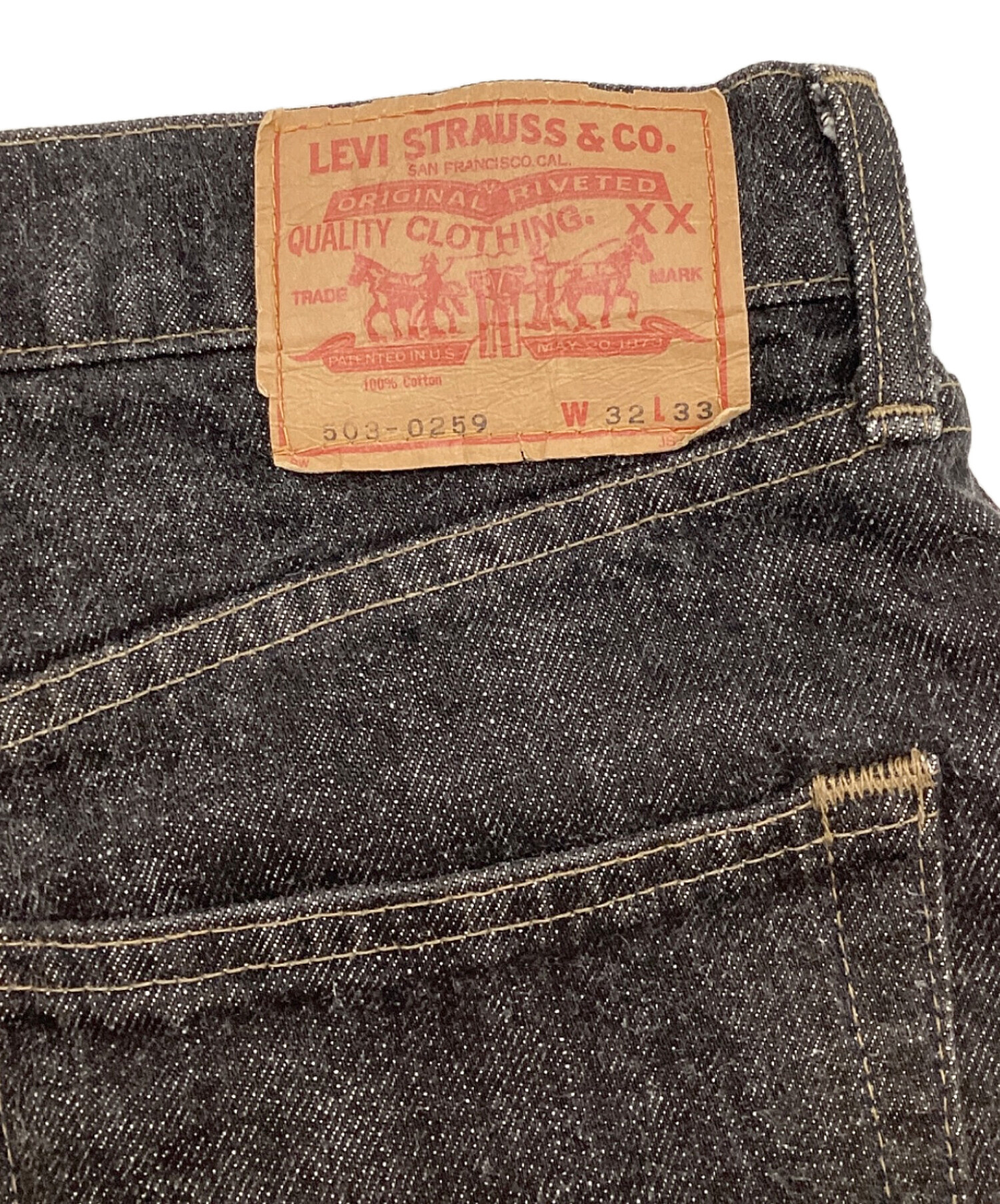 中古・古着通販】LEVI'S (リーバイス) 先染めブラックデニムパンツ
