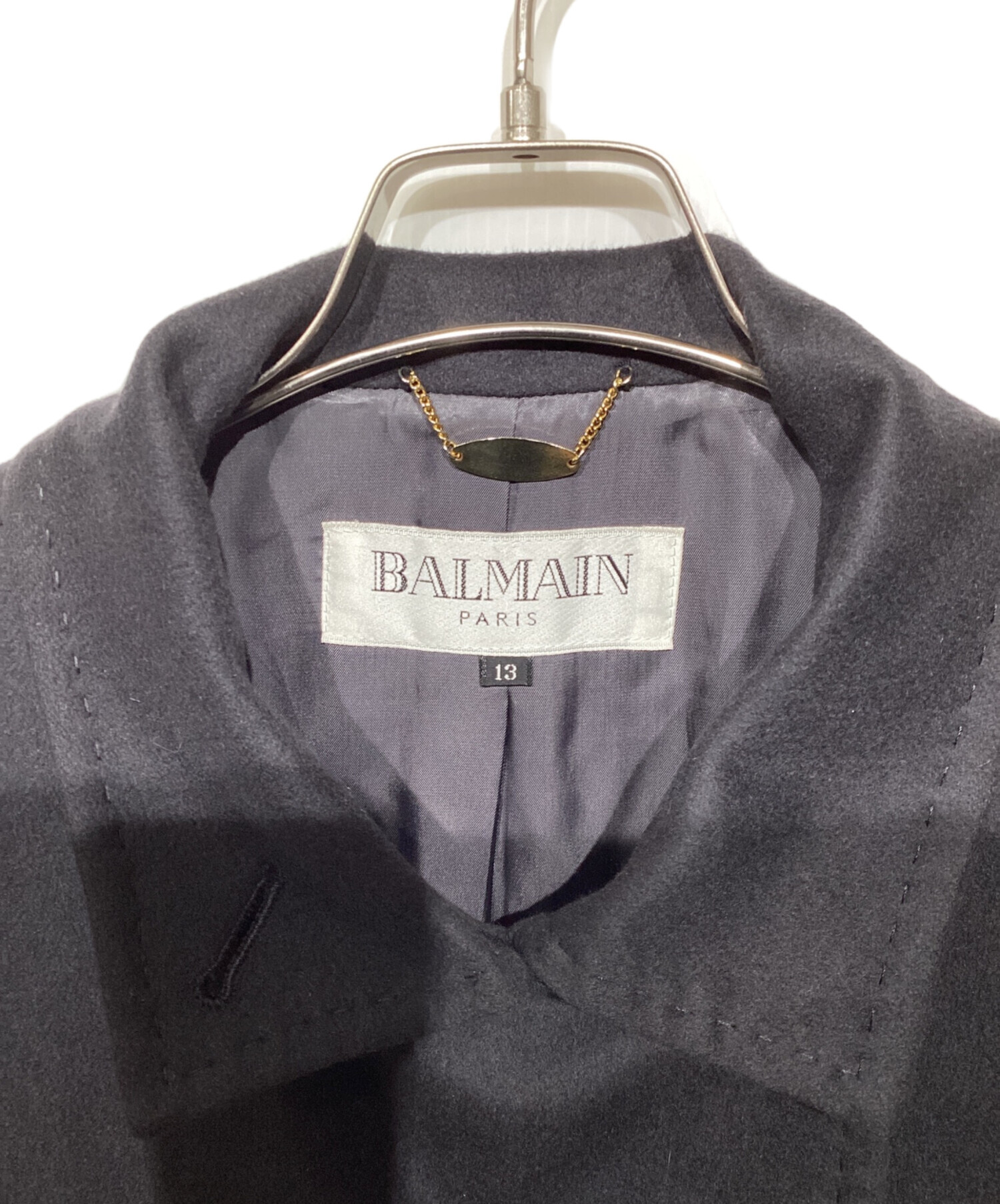 中古・古着通販】BALMAIN (バルマン) カシミヤコート ブラック サイズ